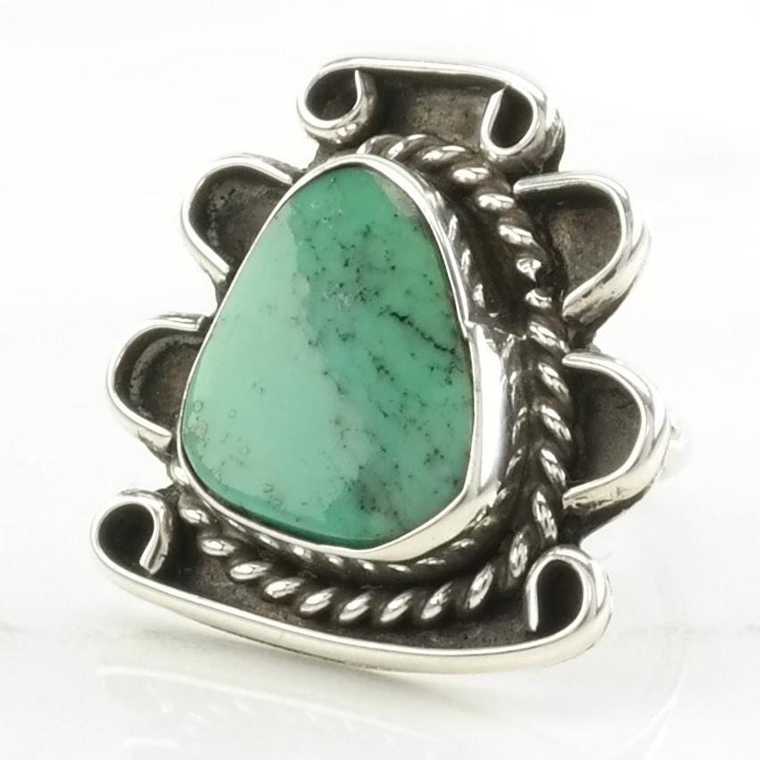 Vintage Sterling Silver Ring Turquoise Abstract Size 5