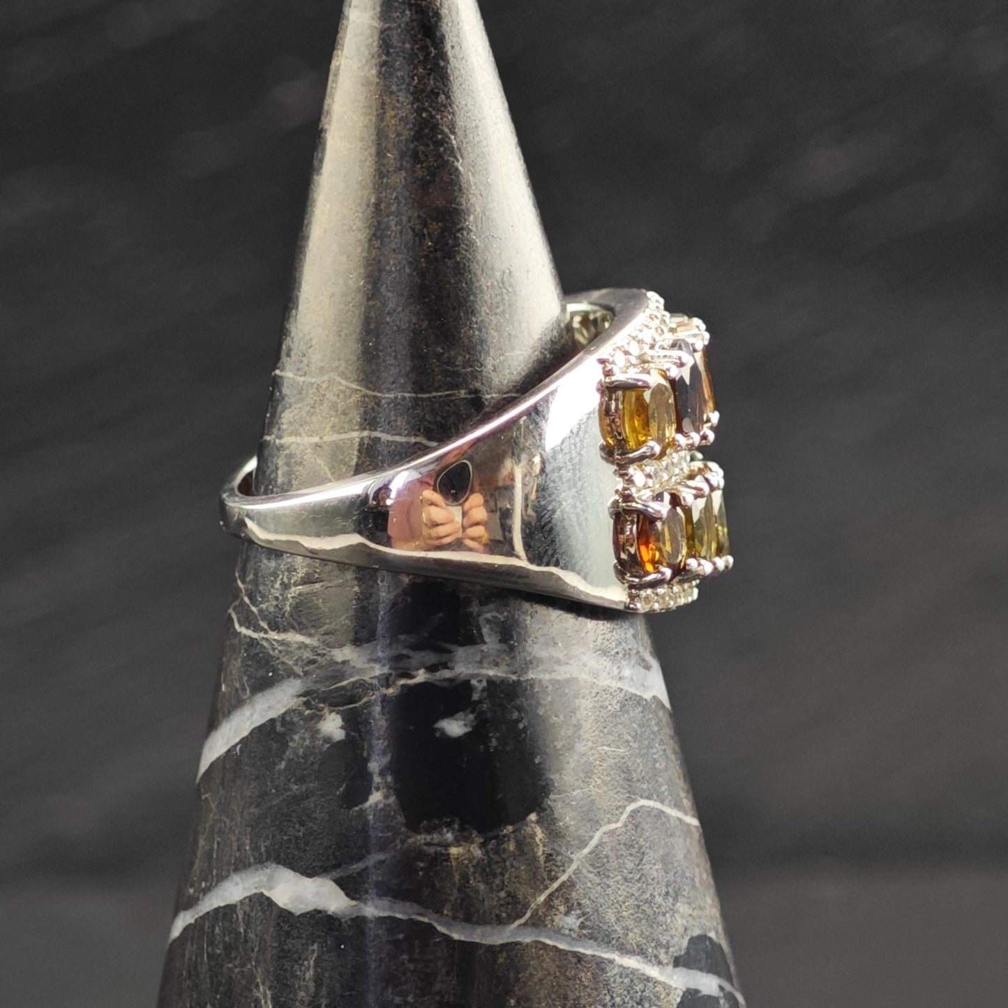 Tourmaline Band Sterling Silver Ring Sz 7 R6725