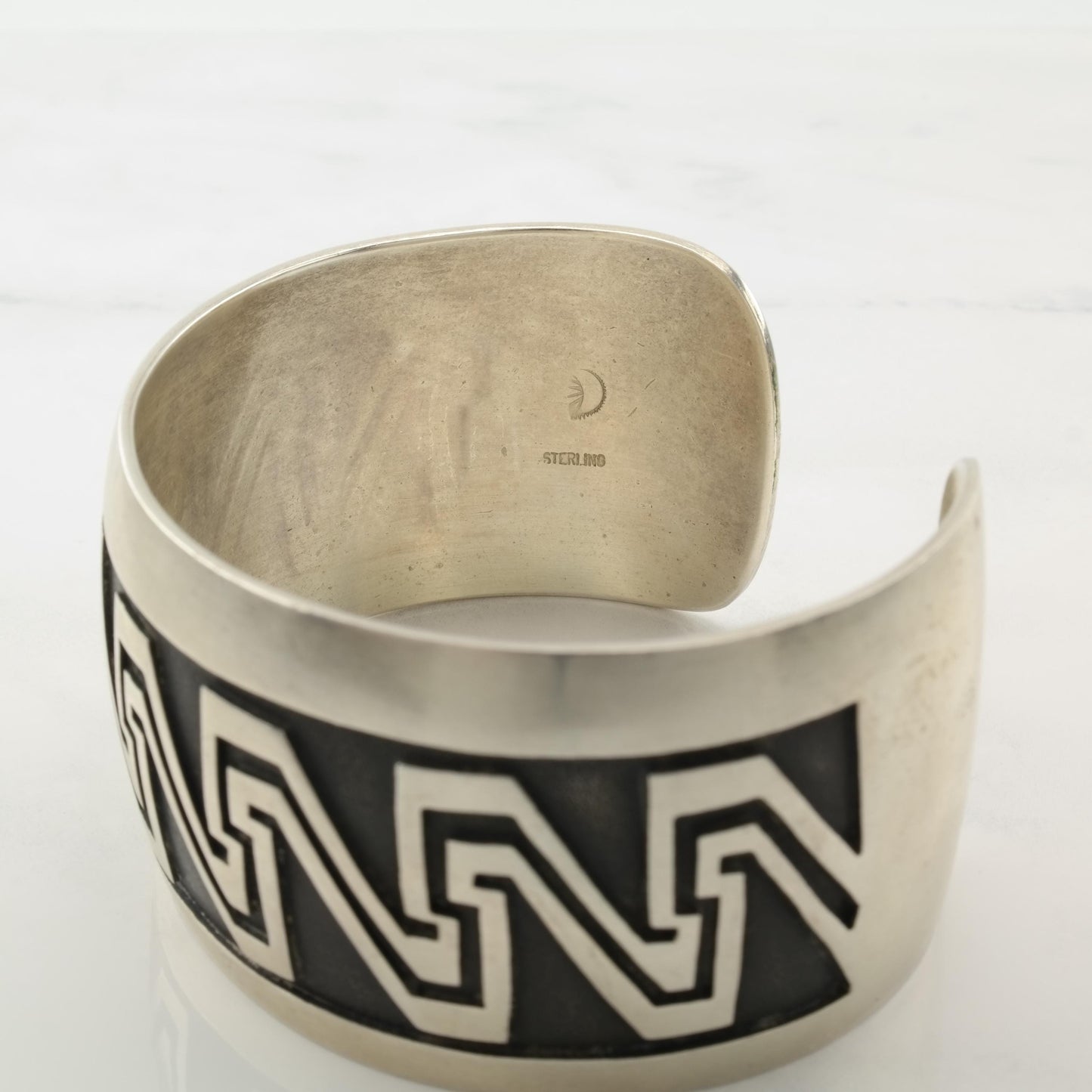 Native American Overlay Cuff Bracelet Sterling Silver Oxidized