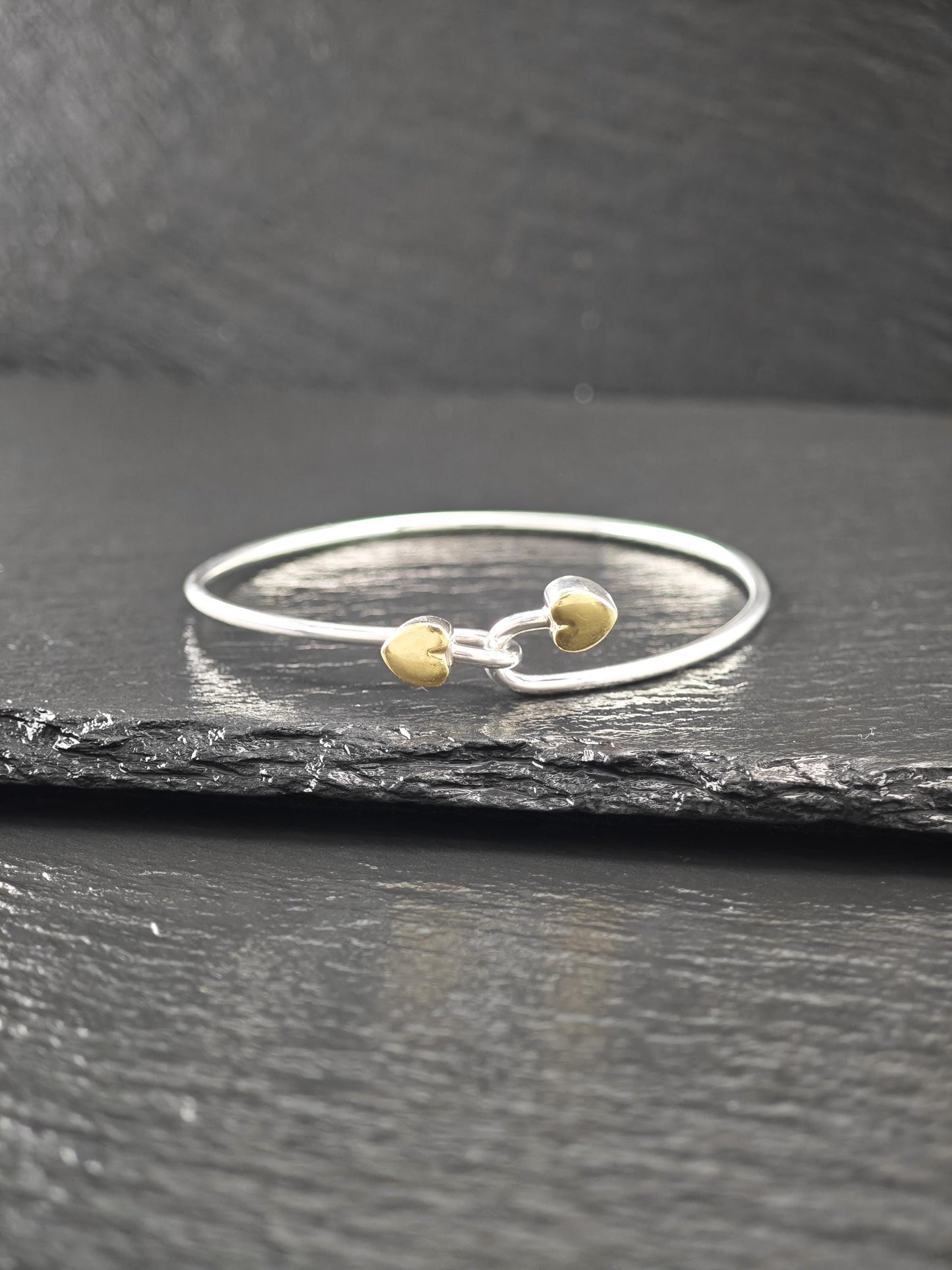 Tiffany & Co. 18K Gold, Heart Bangle Bracelet Sterling Silver