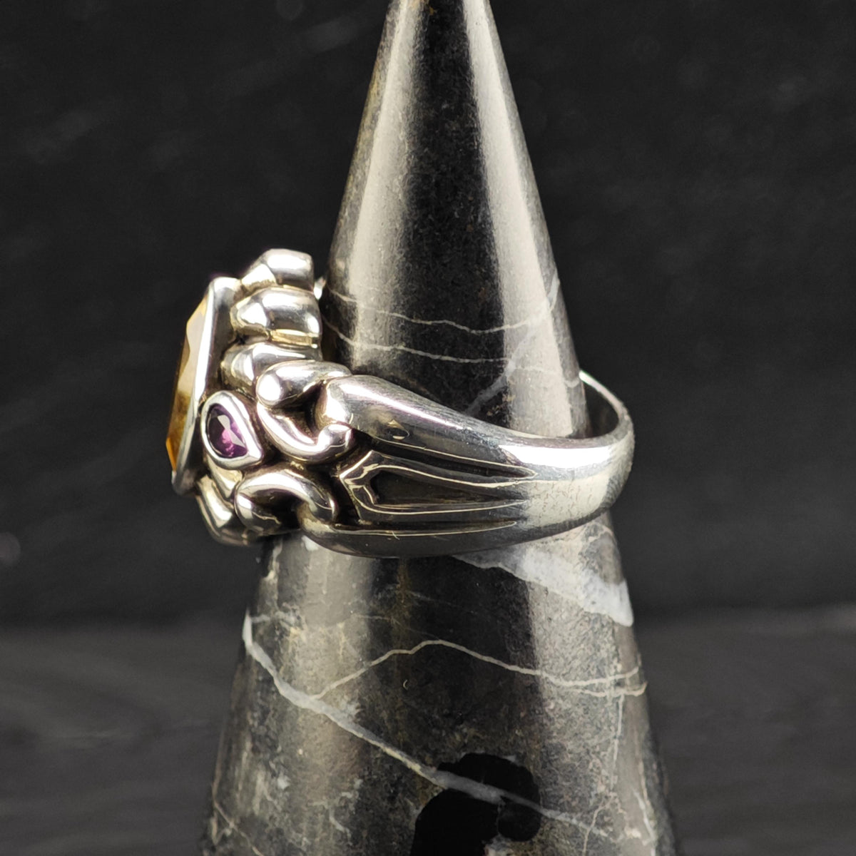 Citrine Garnet Sterling Silver Ring Sz 9 R6875