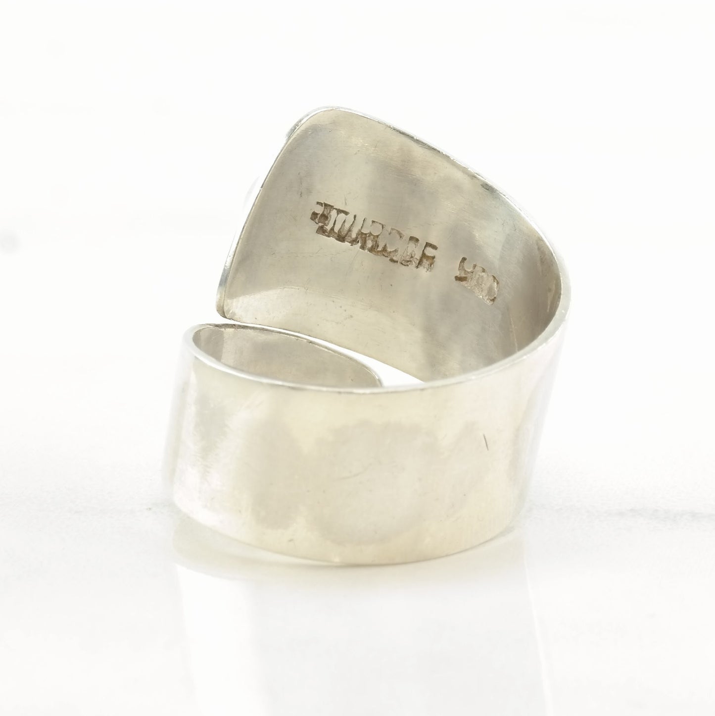 Vintage Sterling Silver Ring Teal Gemstone Wrap Size 7 1/2