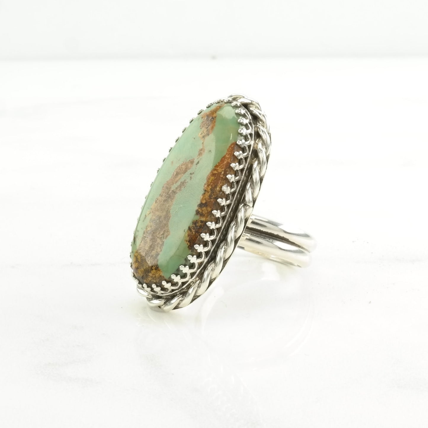 Vintage Southwest Silver Ring Turquoise Large Sterling Green Size 9
