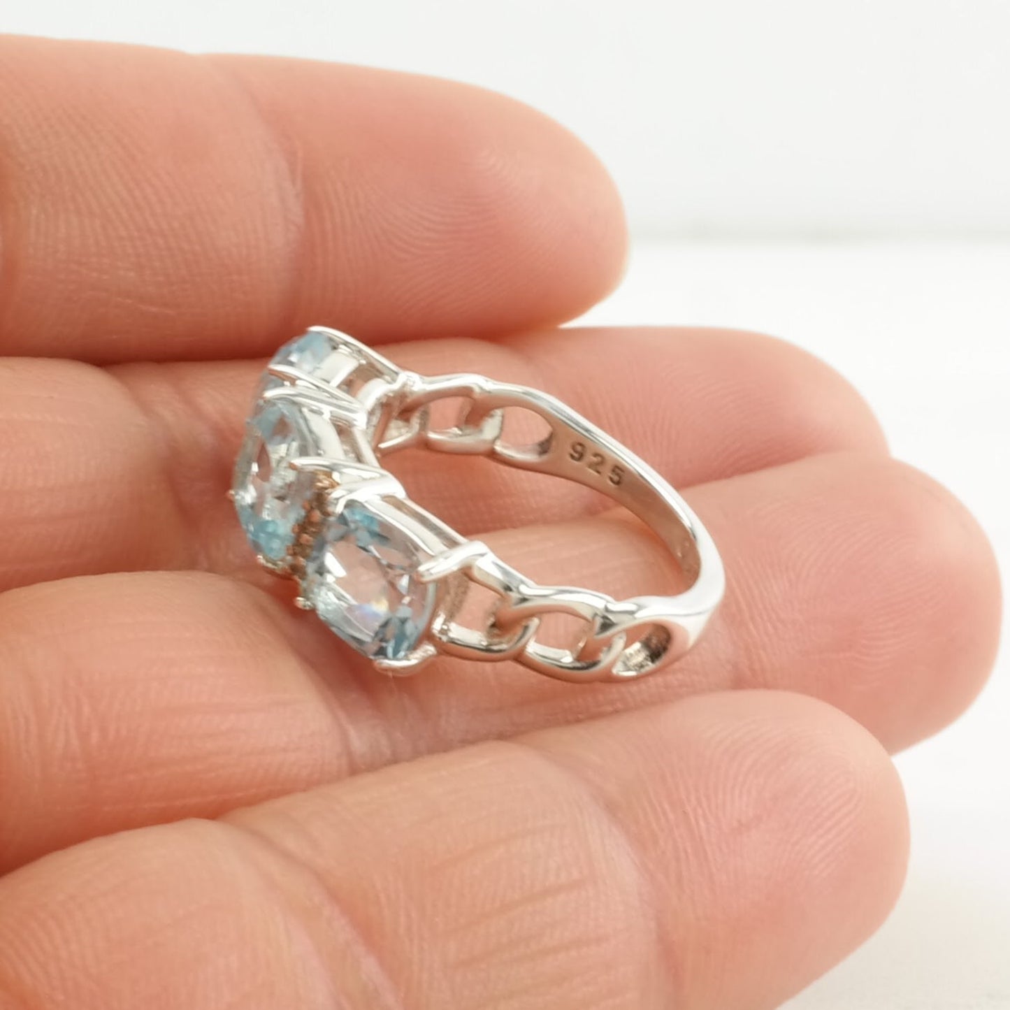 Vintage Sterling Silver Ring Topaz Blue Size 5