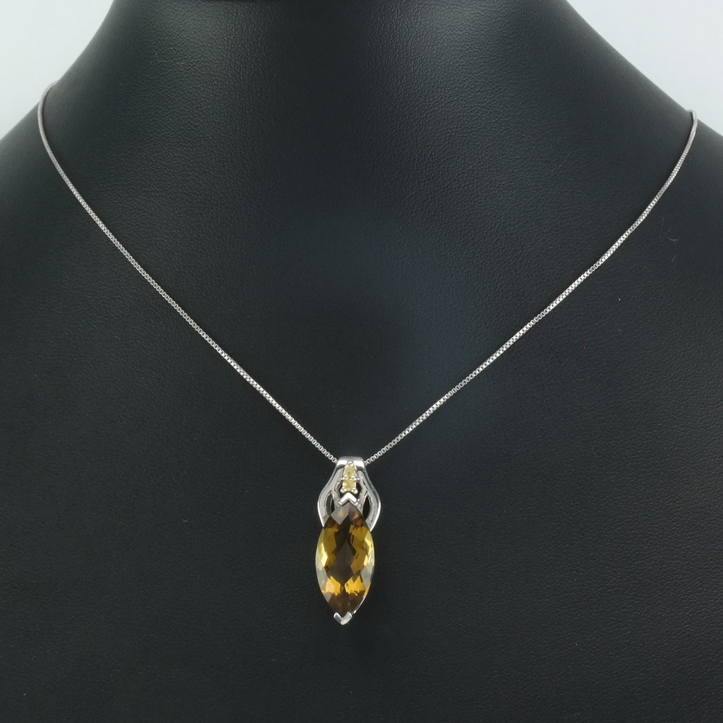 Vintage Sterling Silver Yellow Citrine, Yellow Topaz Necklace