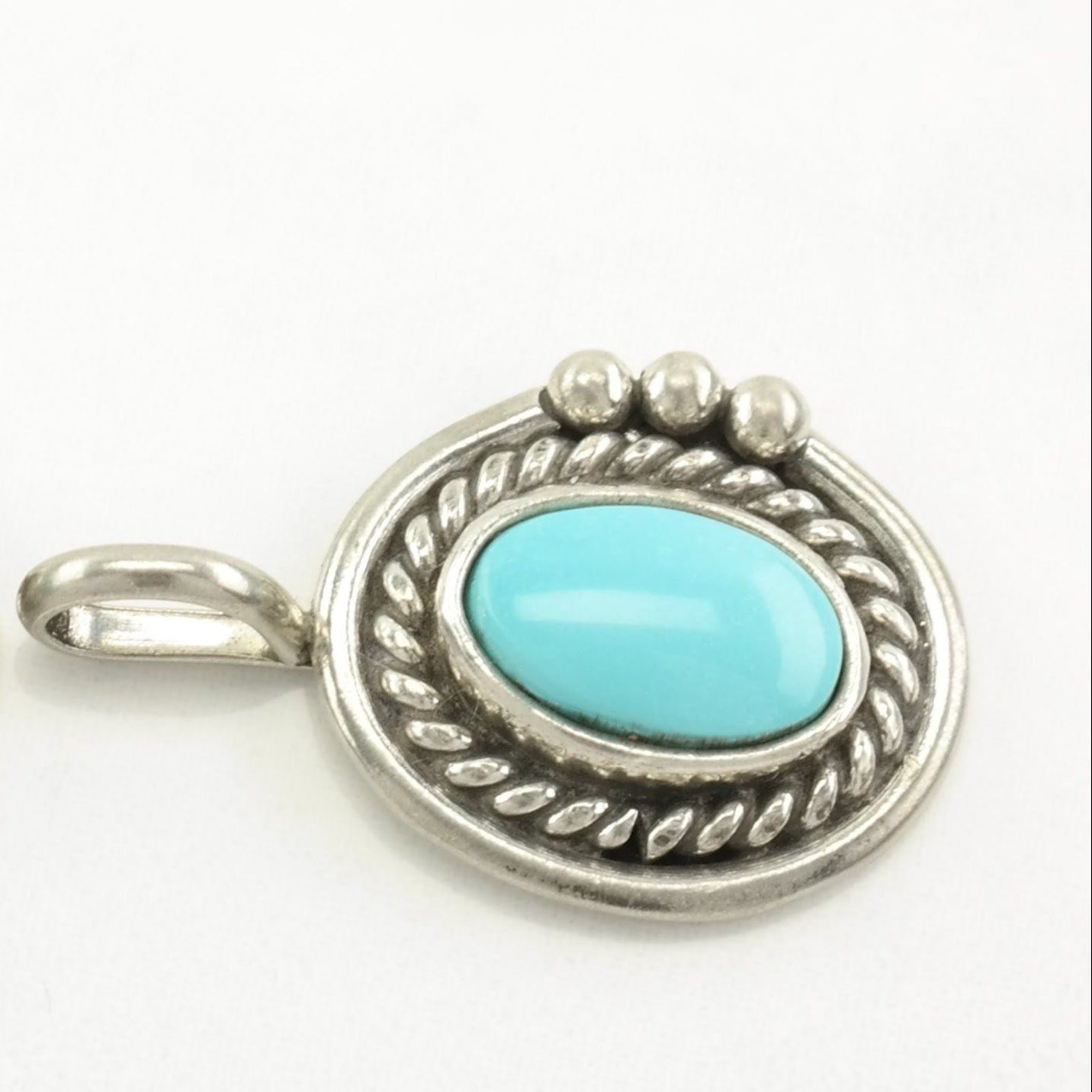 Vintage Native American Turquoise Sterling Silver Pendant P2210