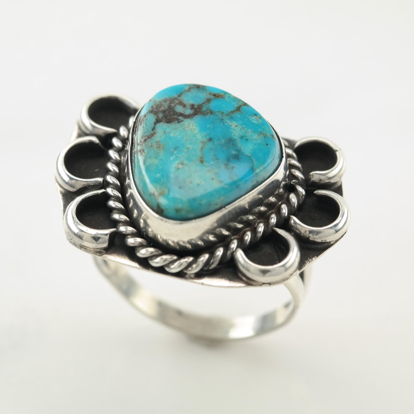 Sw Silver Ring Turquoise Sterling Blue Sz7 3/4 R5556
