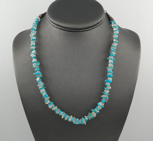 Vintage Running Bear Sterling Silver Turquoise, Quartz Necklace
