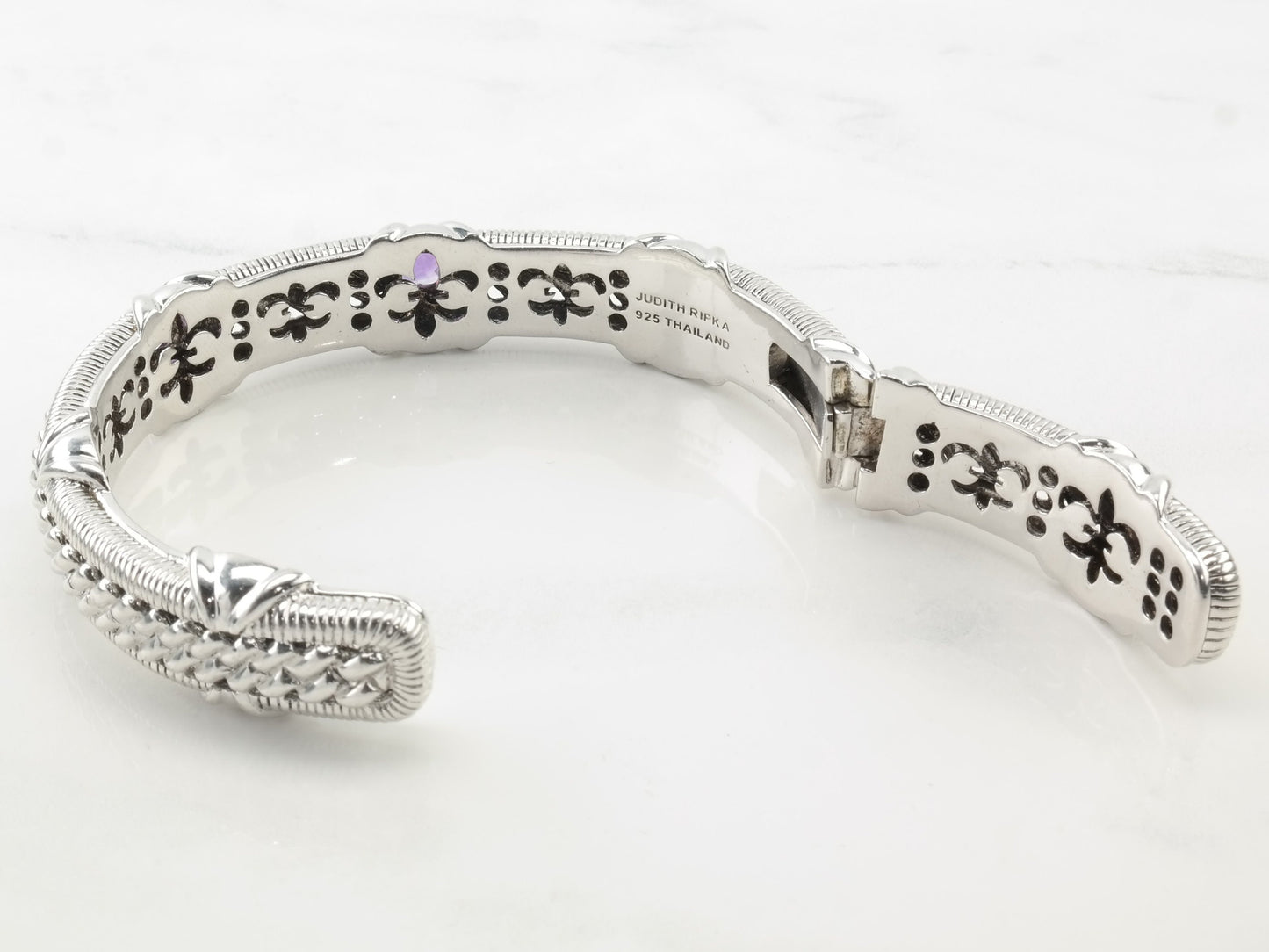 Judith Ripka Sterling Silver Cuff Bracelet Amethyst