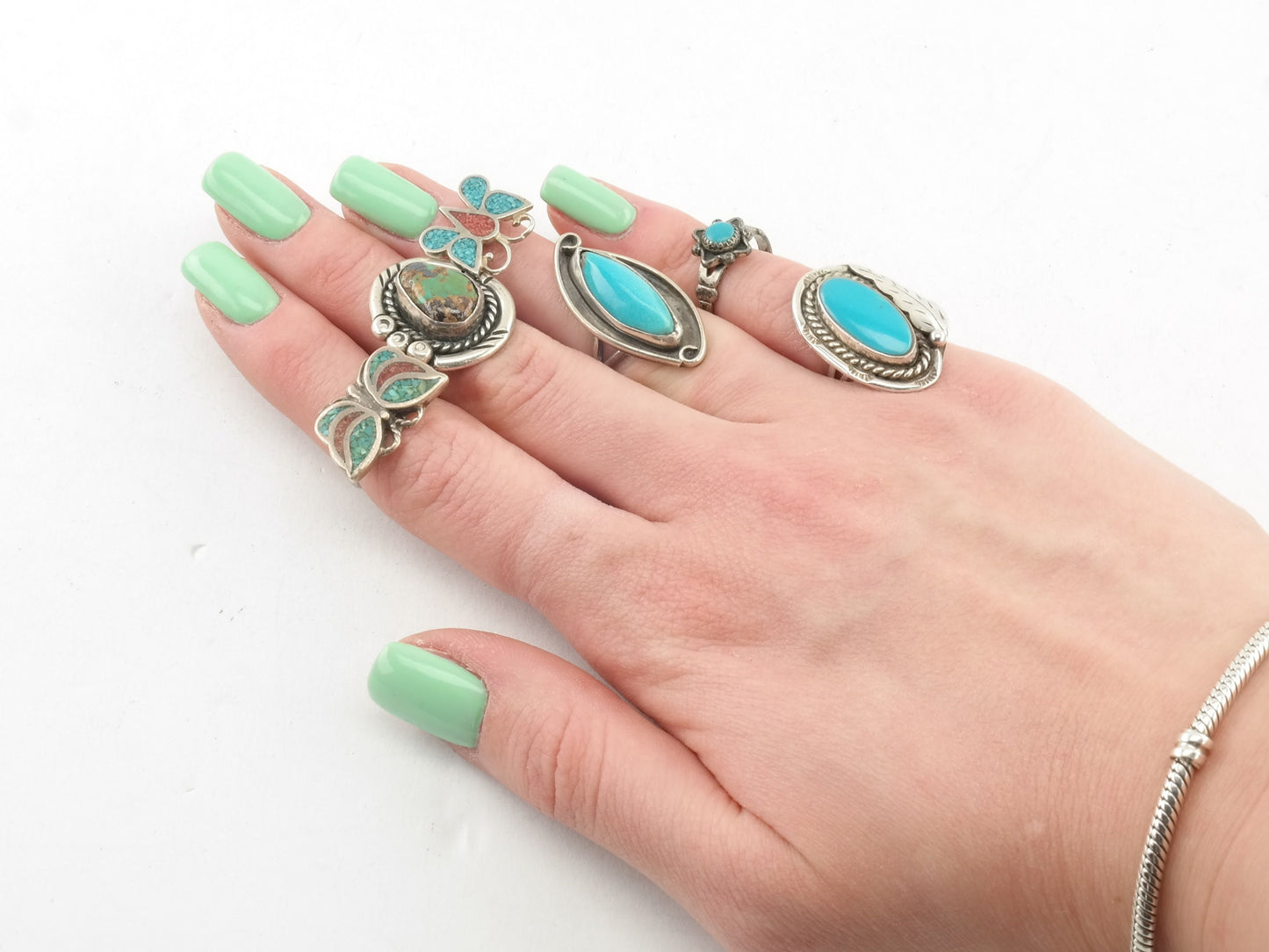 Choice Sterling Silver Turquoise Size 4-5 1/2 Rings Variety