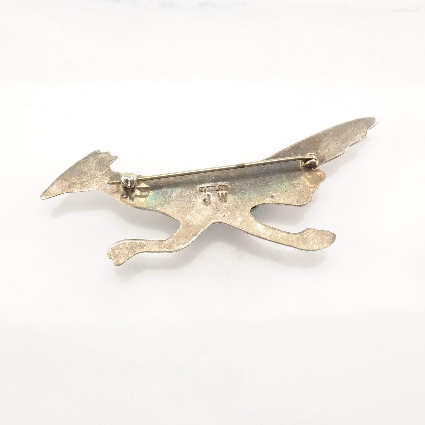 Native American Sterling Silver Brooch Bird Turquoise