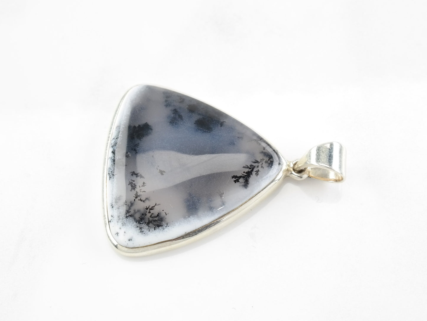 Dendritic Agate Triangle Pendant Sterling Silver