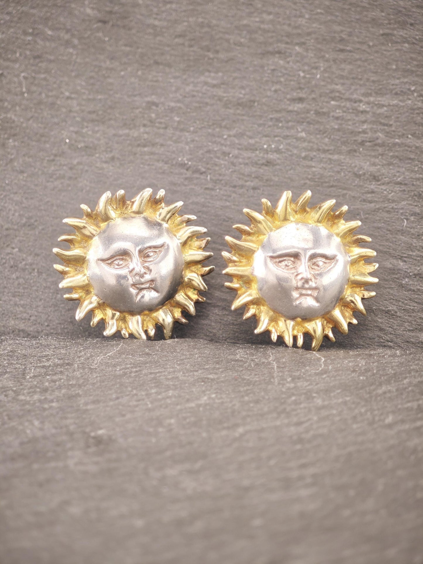 Sergio Bustamante Gold, Sun Face Stud Earrings Sterling Silver
