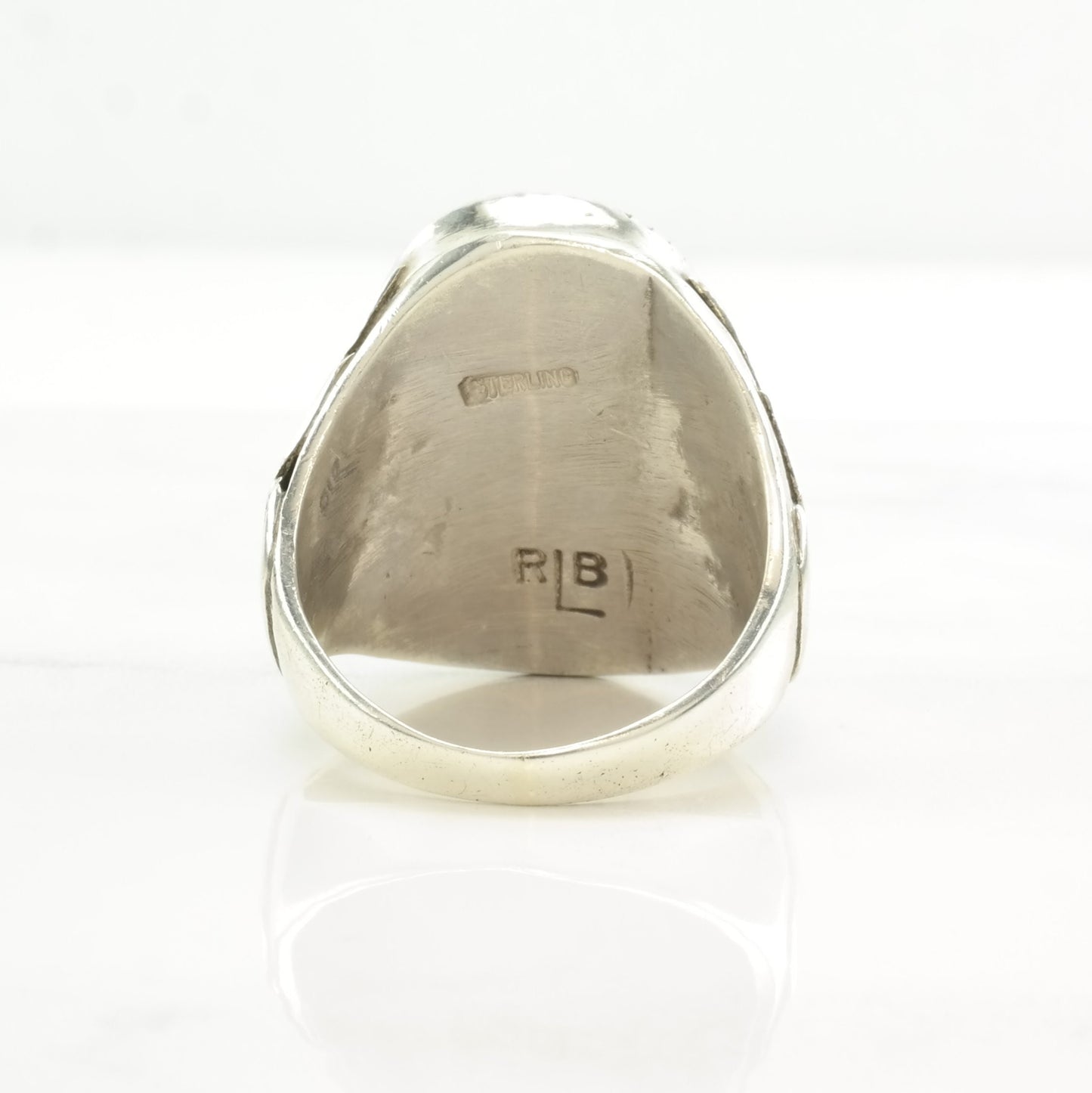 Vintage Native American Silver Ring Turquoise Oval Sterling Size 12 1/2