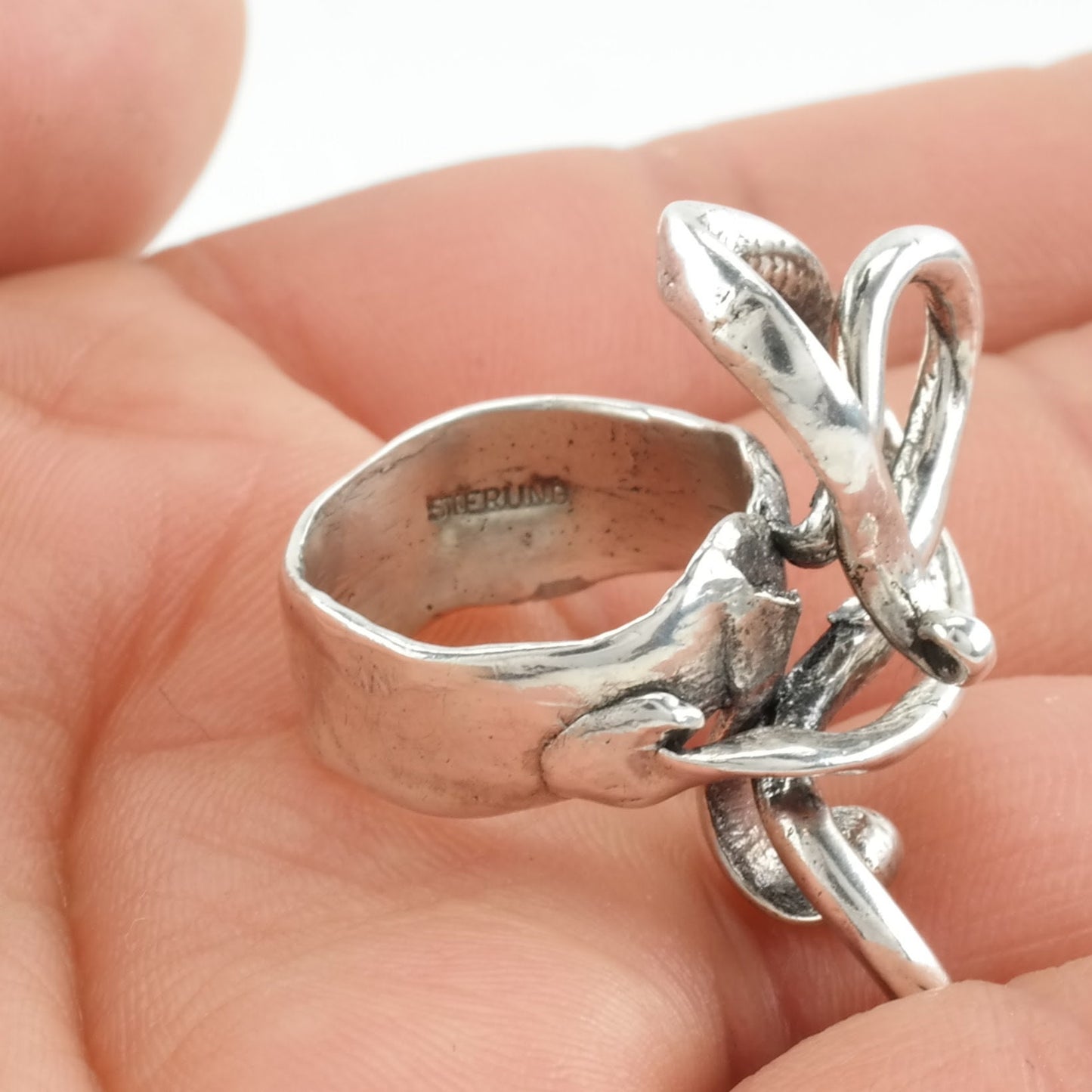 Vintage Modernist Sterling Silver Ring, Abstract Size 4 1/4