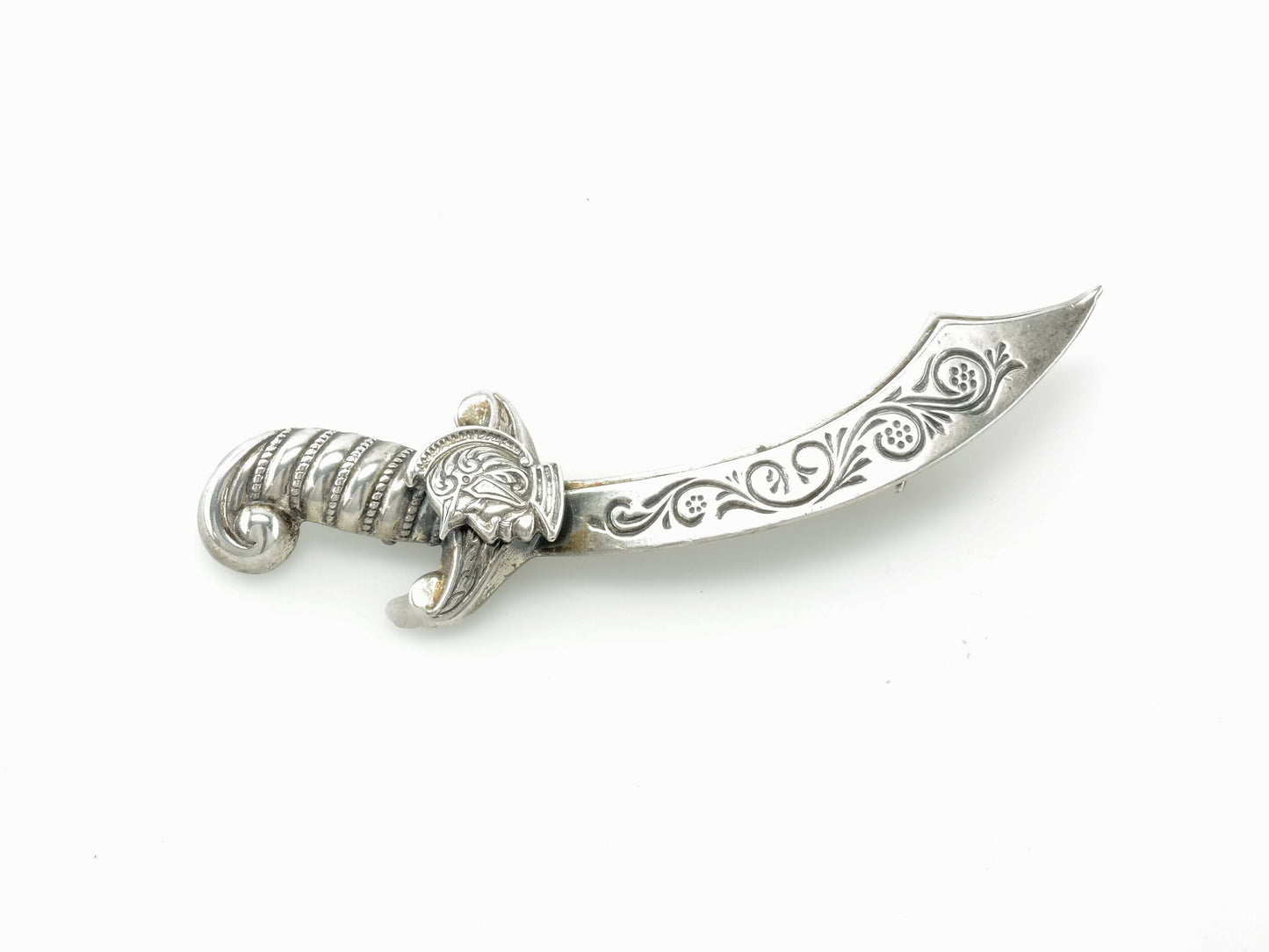 Sterling Silver Sword Scimitar Brooch Pin