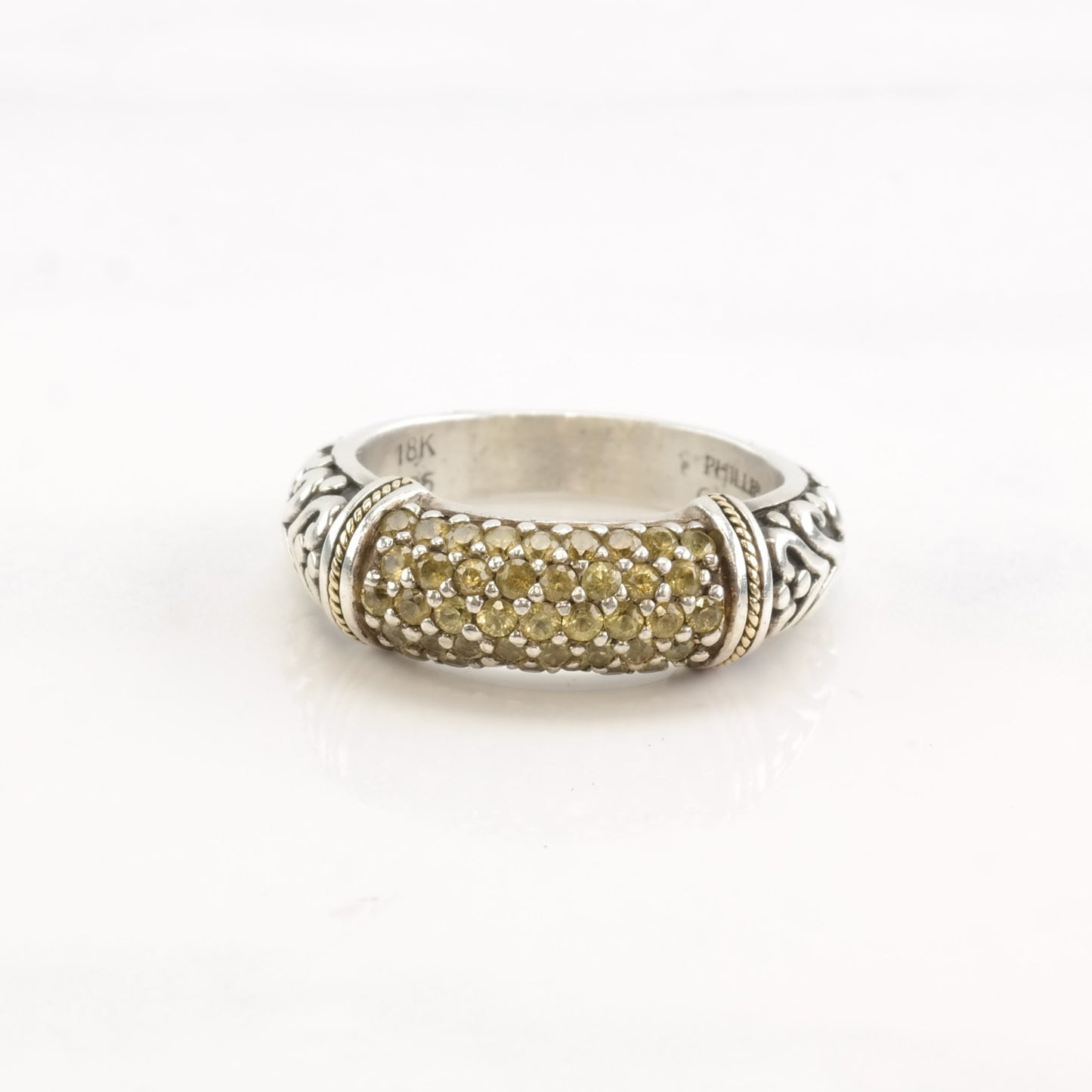 Vintage Phillip Gavriel Silver Ring Sapphire Pave Gold Accent Sterling Size 6 1/4