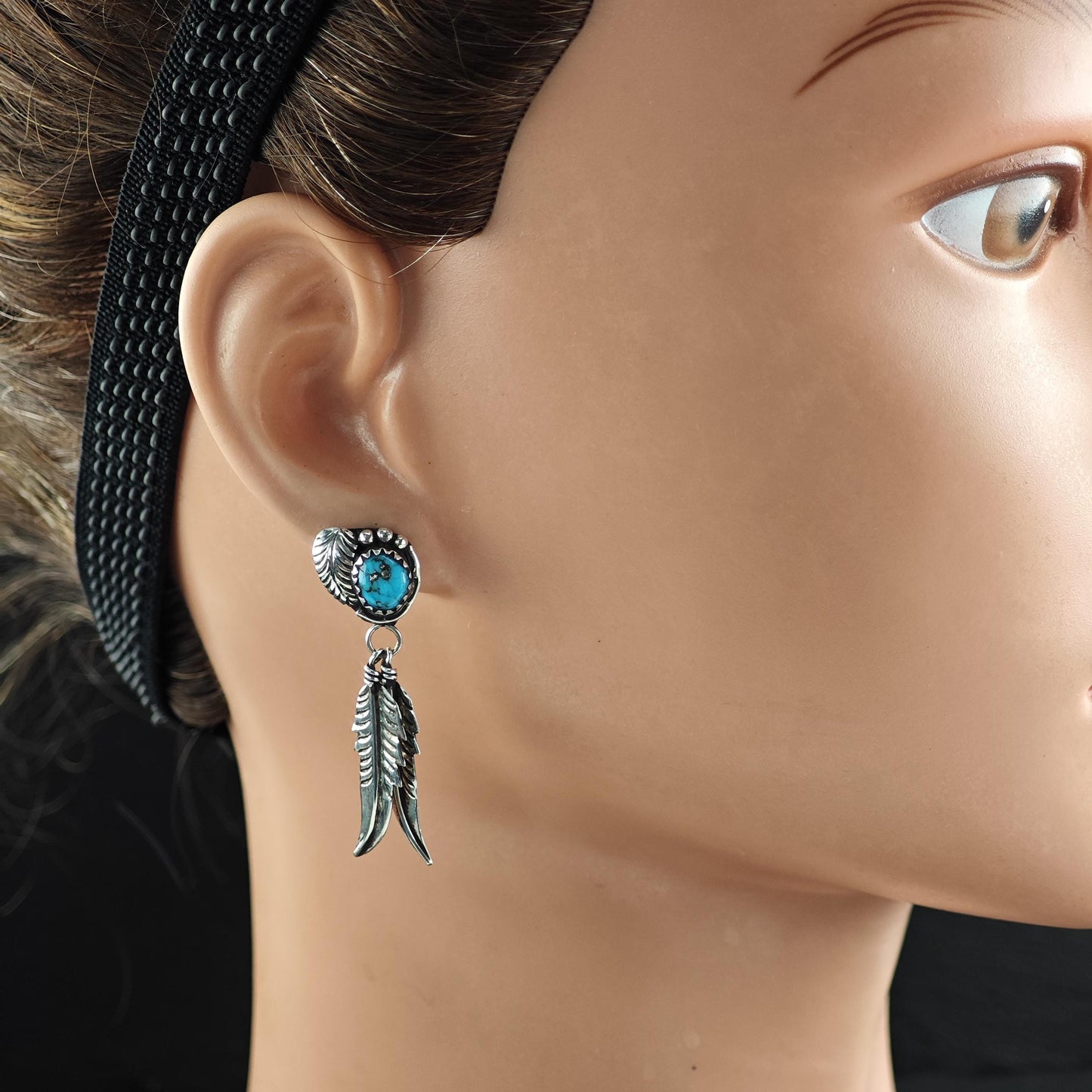 Southwest Turquoise Floral Sterling Silver Dangle Earrings