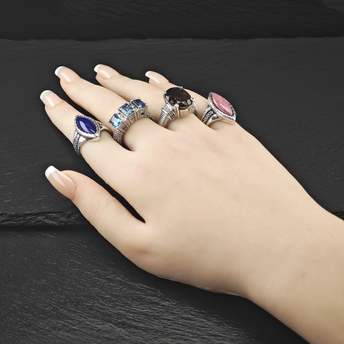 Choice of Carolyn Pollack Lapis, Rhodochrosite Rings Sterling Silver