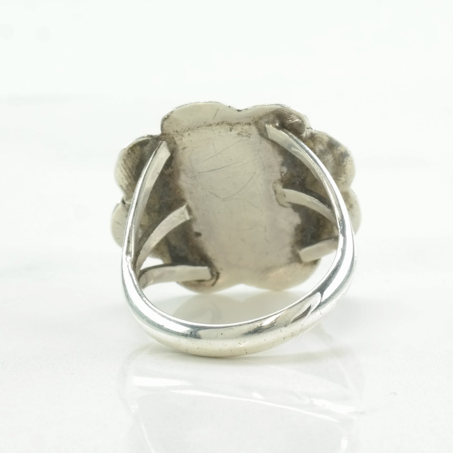 Vintage Native American Silver Ring Turquoise Scallop Sterling Size 6