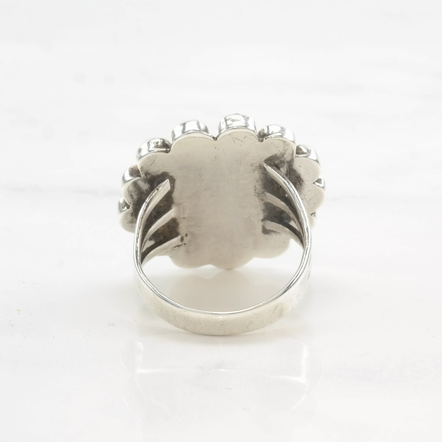 Vintage Native American Turquoise Cluster Ring, Sterling Silver, Size 8 1/2, Circa 1970s