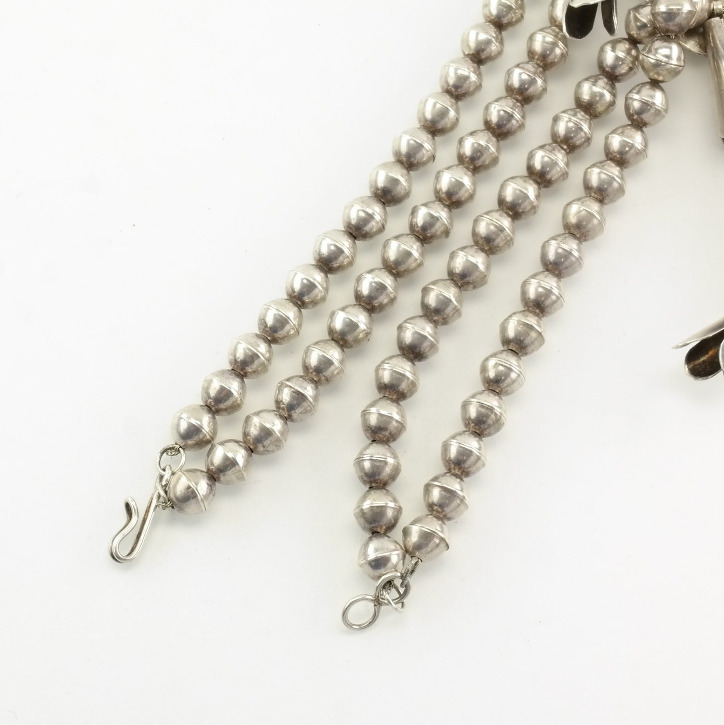 Vintage Native American Sterling Silver Blue Turquoise Necklace Squash Blossom