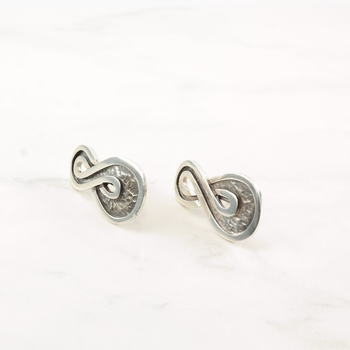 Margot de Taxco Infinity Earrings Screw back Sterling Silver
