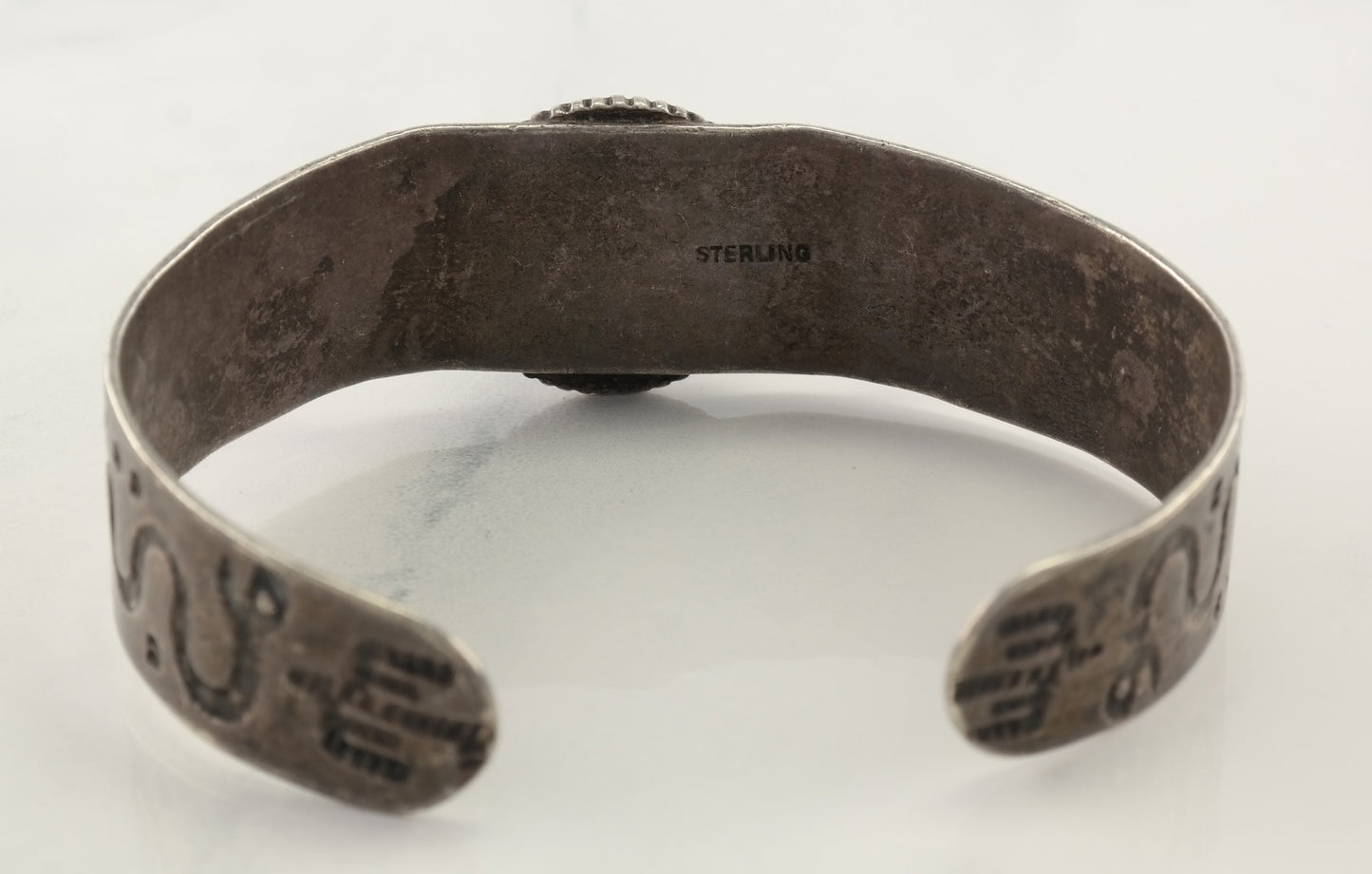 Fred Harvey Era Sterling Silver Cuff Bracelet Green Turquoise