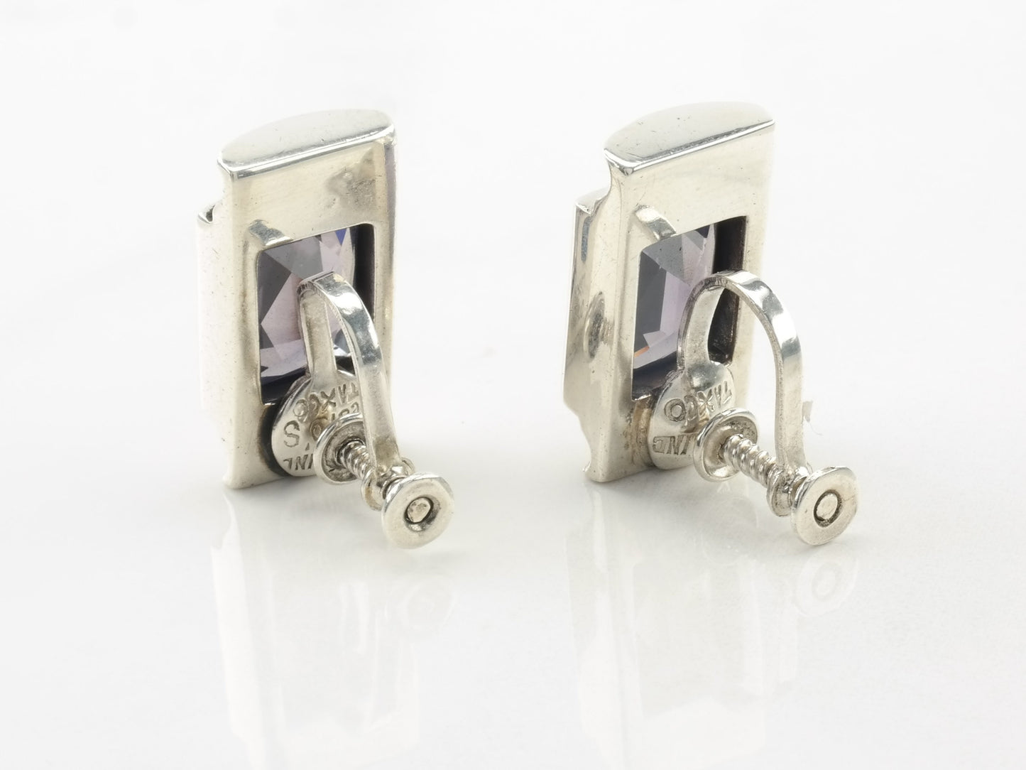 Taxo Sterling Silver Color Change Alexandrite Earrings Screw back