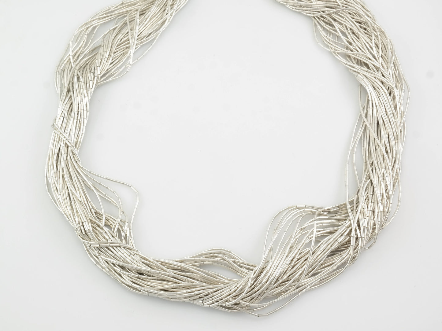 Vintage Native American Sterling Silver Huge Liquid Silver, 50 strand 34" Necklace