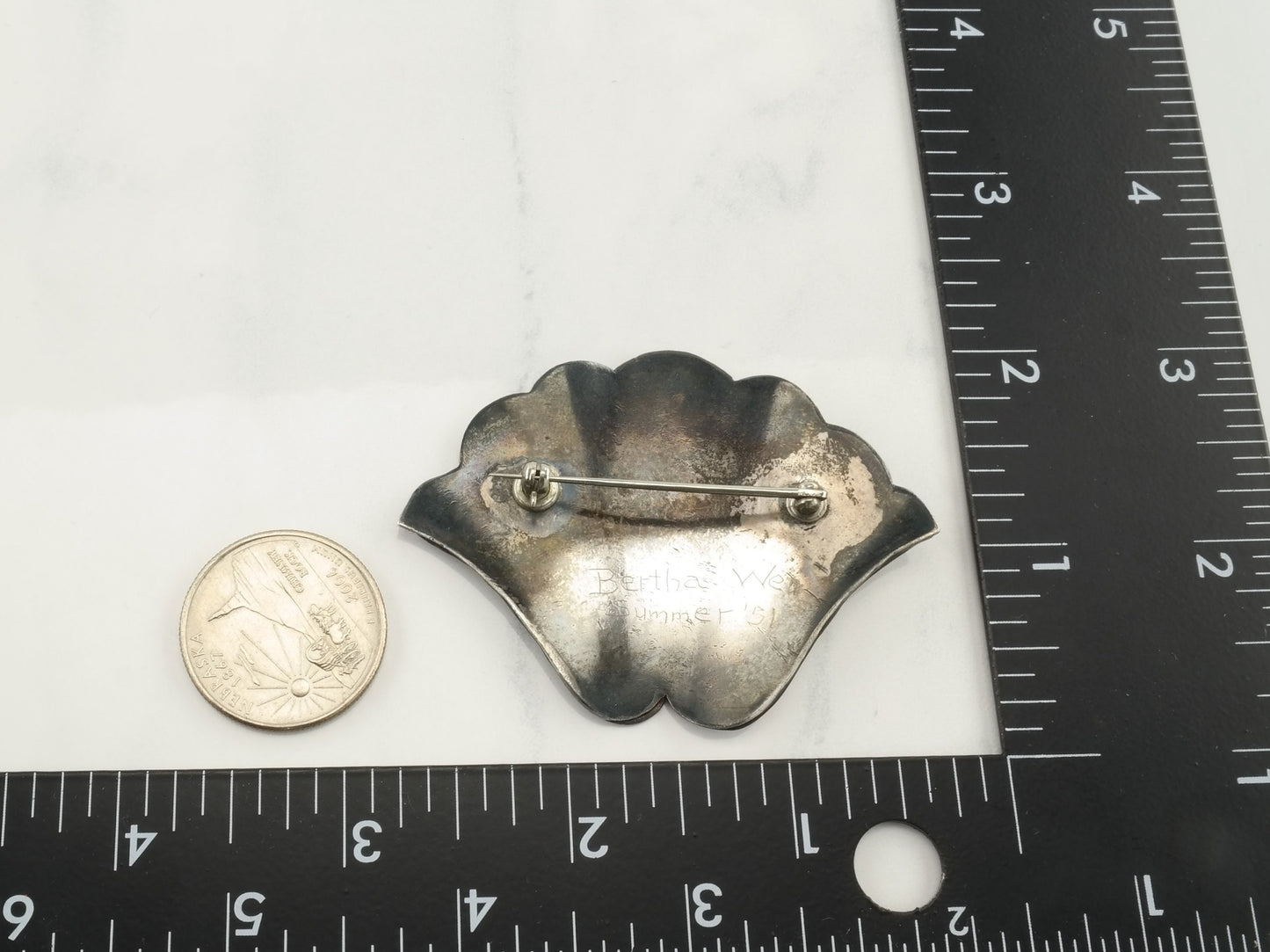 Modernist Sterling Silver Fish Copper Brooch B1426