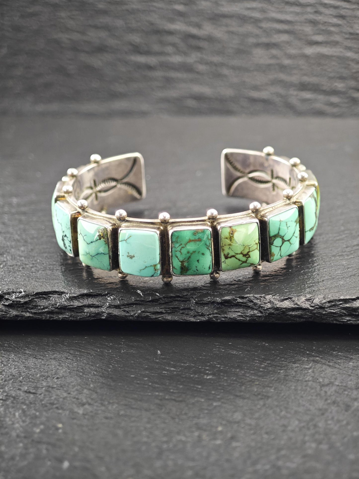 Native American Turquoise Cuff Bracelet Sterling Silver