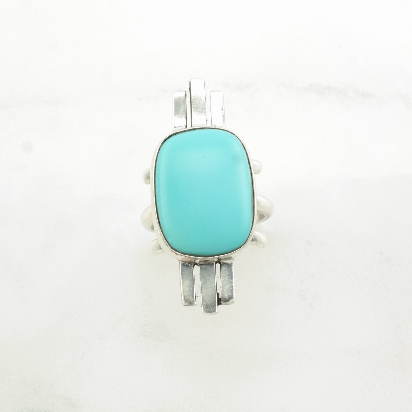 Vintage DTR Silver Ring Turquoise Imitation Sterling Blue Size 8