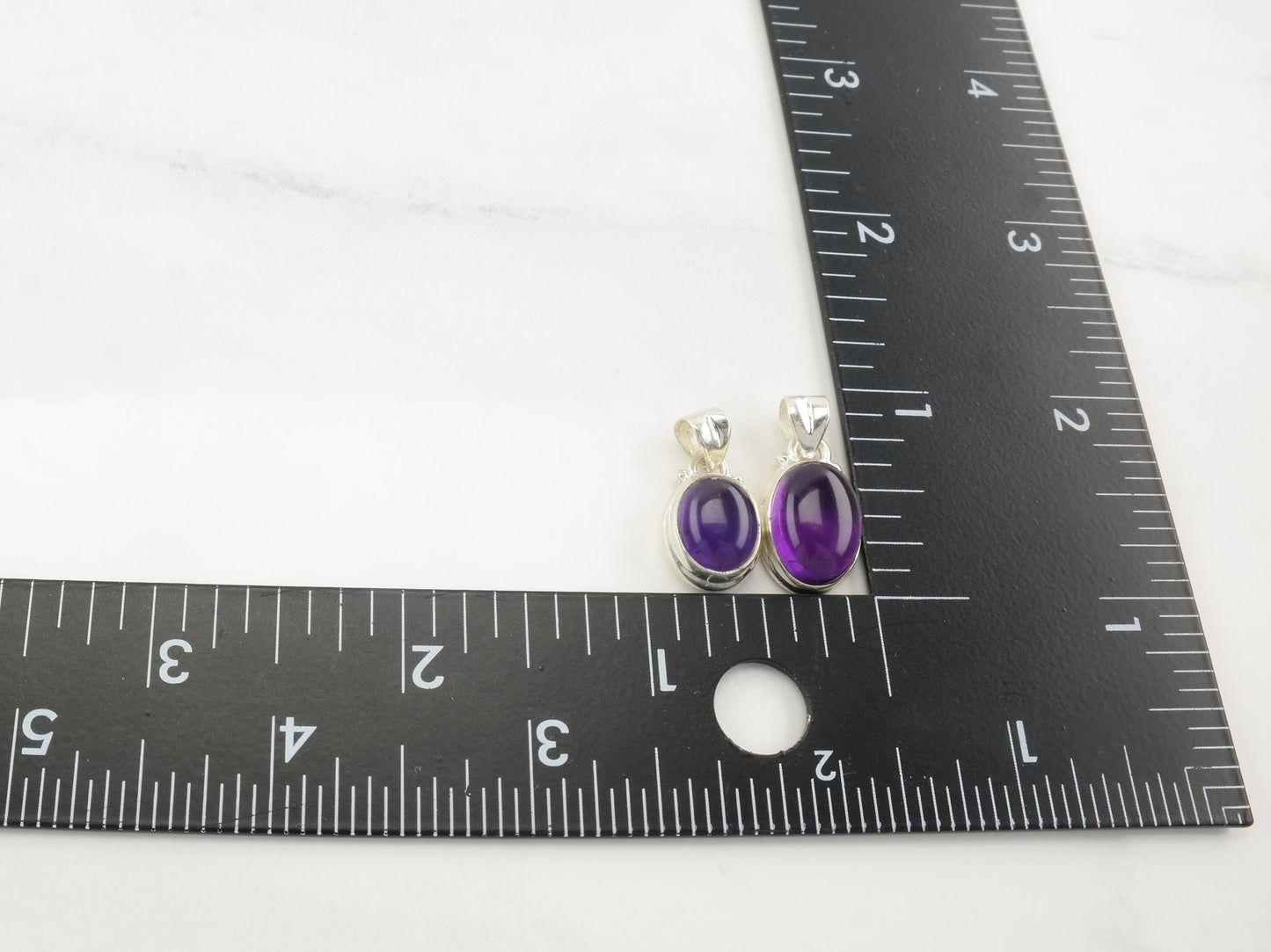 Choice of Vintage Modernist Amethyst Oval Sterling Silver Pendant P2012