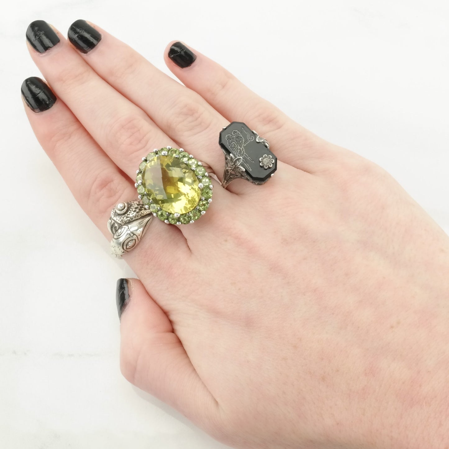 Vintage Sterling Silver Ring Lemon Quartz Peridot Yellow Size 6 1/4