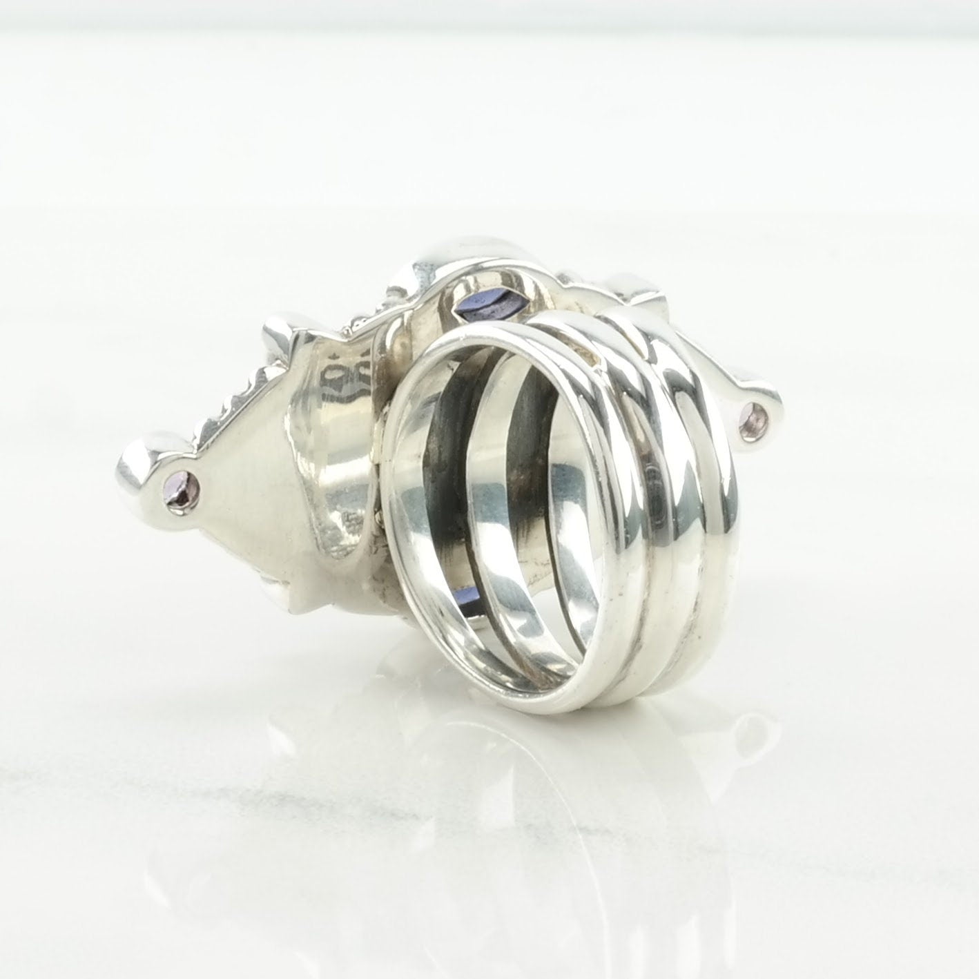 Vintage Nicky Butler Silver Ring Quartz, Amethyst, Peridot Cluster Sterling Size 7 1/4