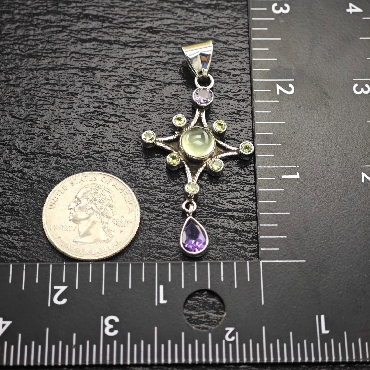 SLG Amethyst, Peridot Cross Pendant Sterling Silver P2723