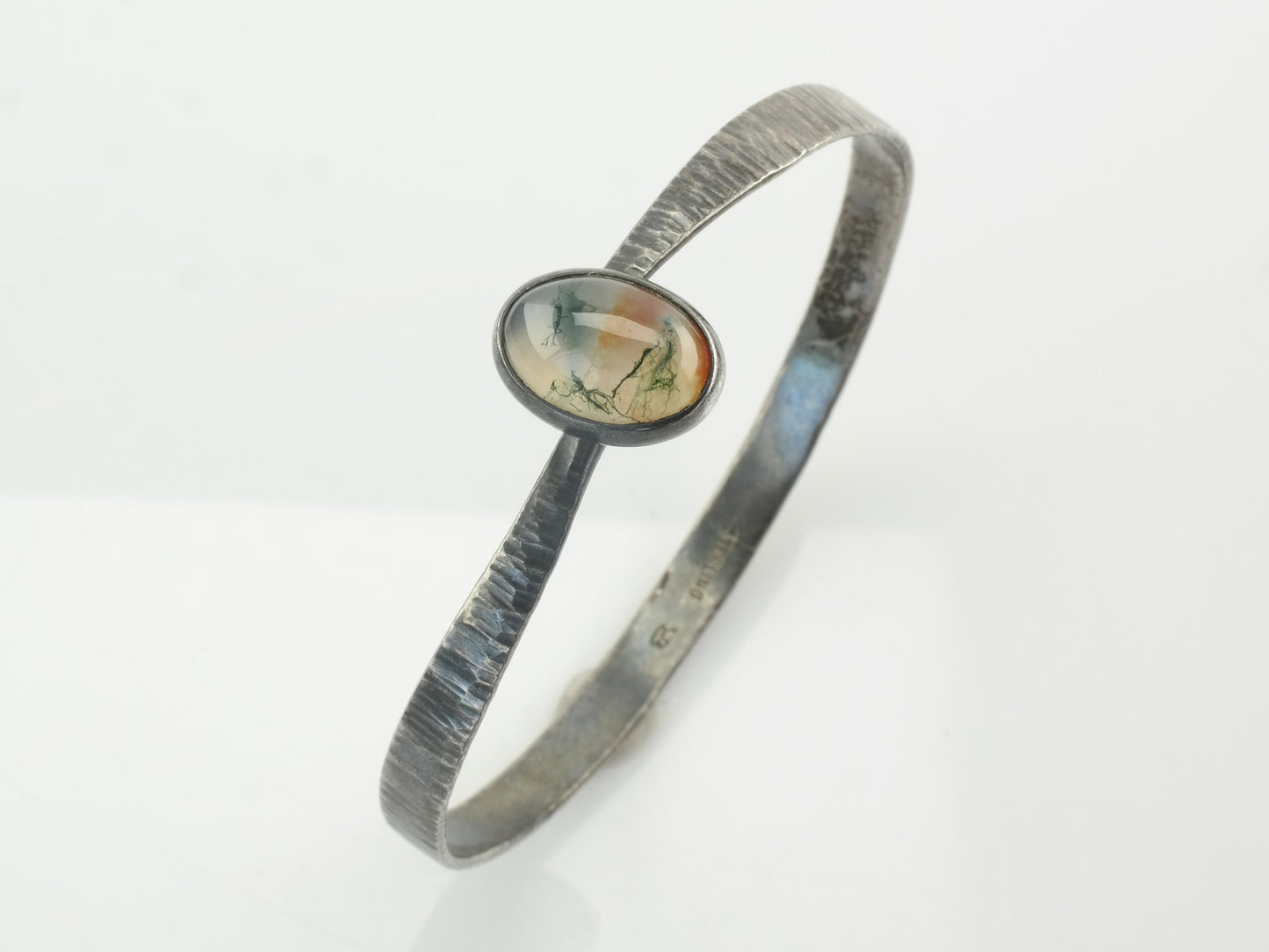 Sterling Silver Cuff Bracelet Moss Agate
