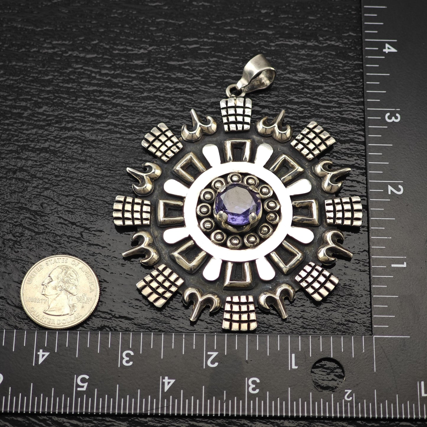 Lg Color Change Corrundum Mexican Pendant Sterling Silver P2827