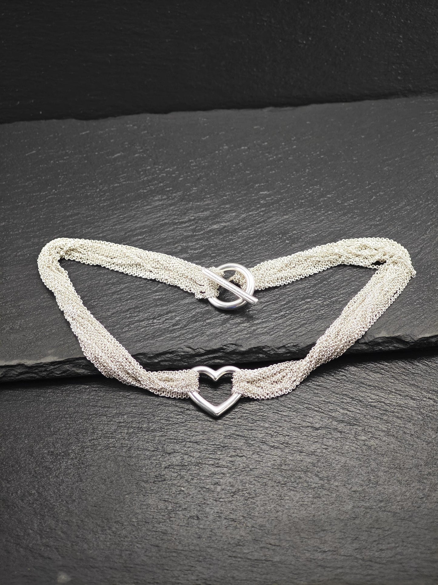 Tiffany Heart Mesh, Toggle Choker Necklace Sterling Silver