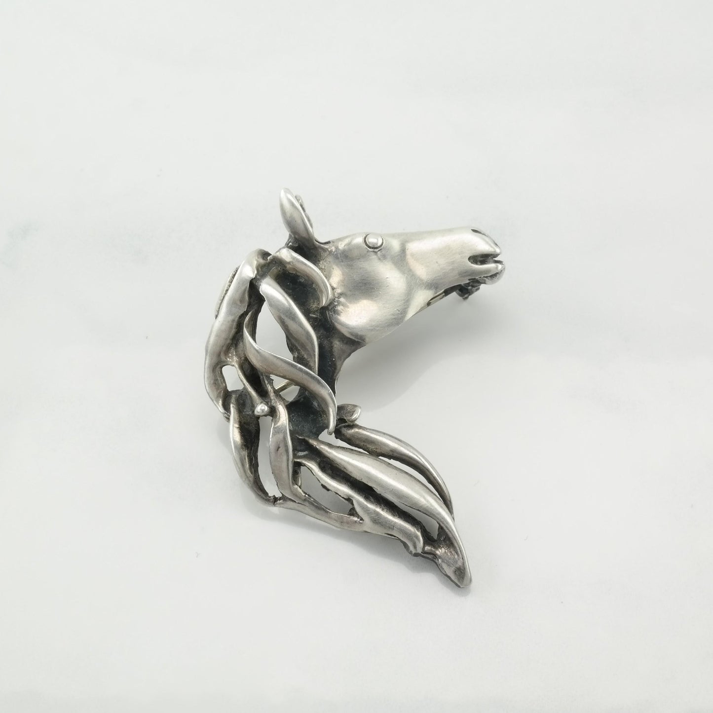 Hand Made Horse Brooch Pendant Sterling Silver Modernist Equestrian B1949