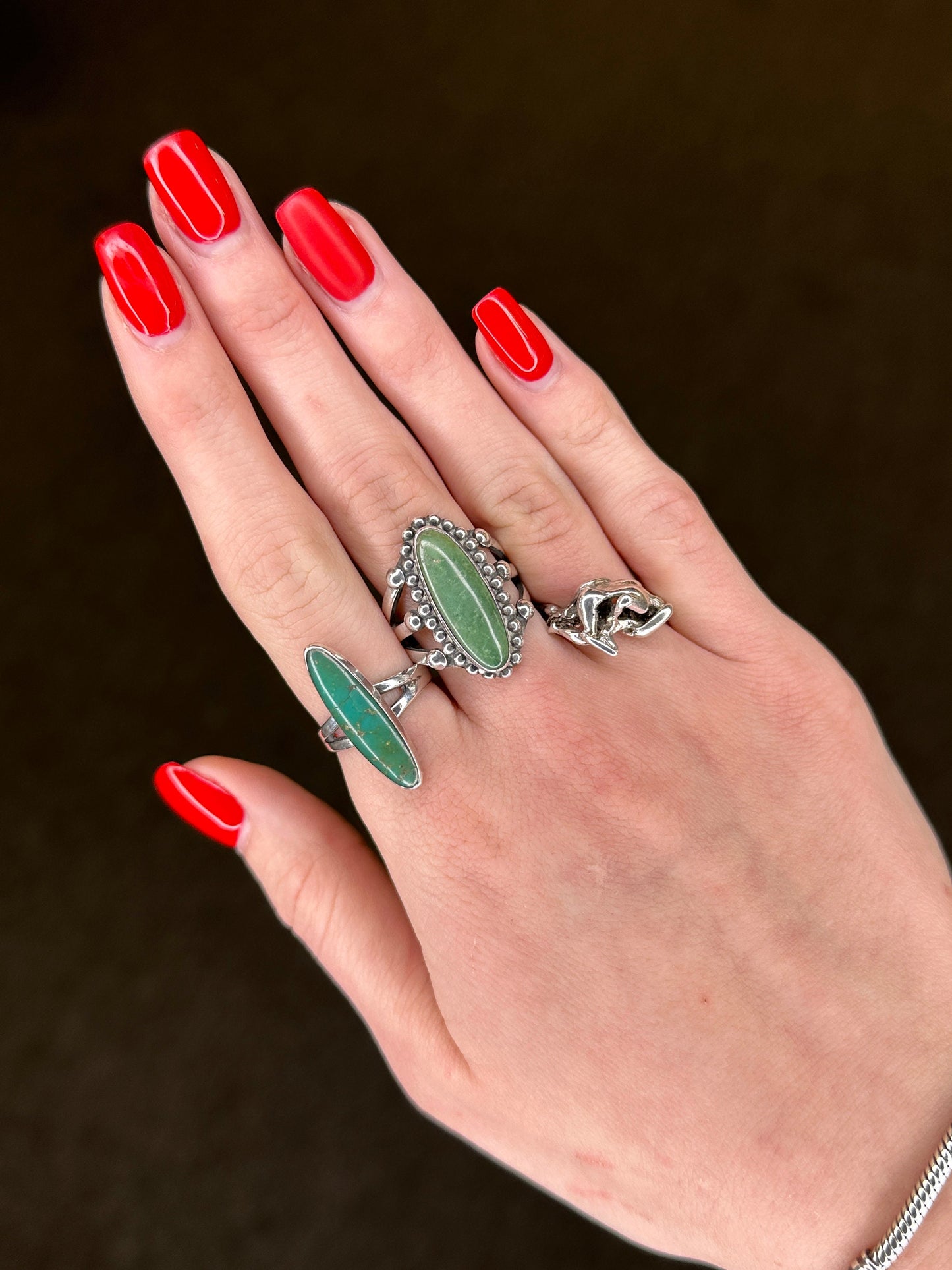 Vintage Modernist Silver Ring Abstract Love People Sterling Size 7 3/4