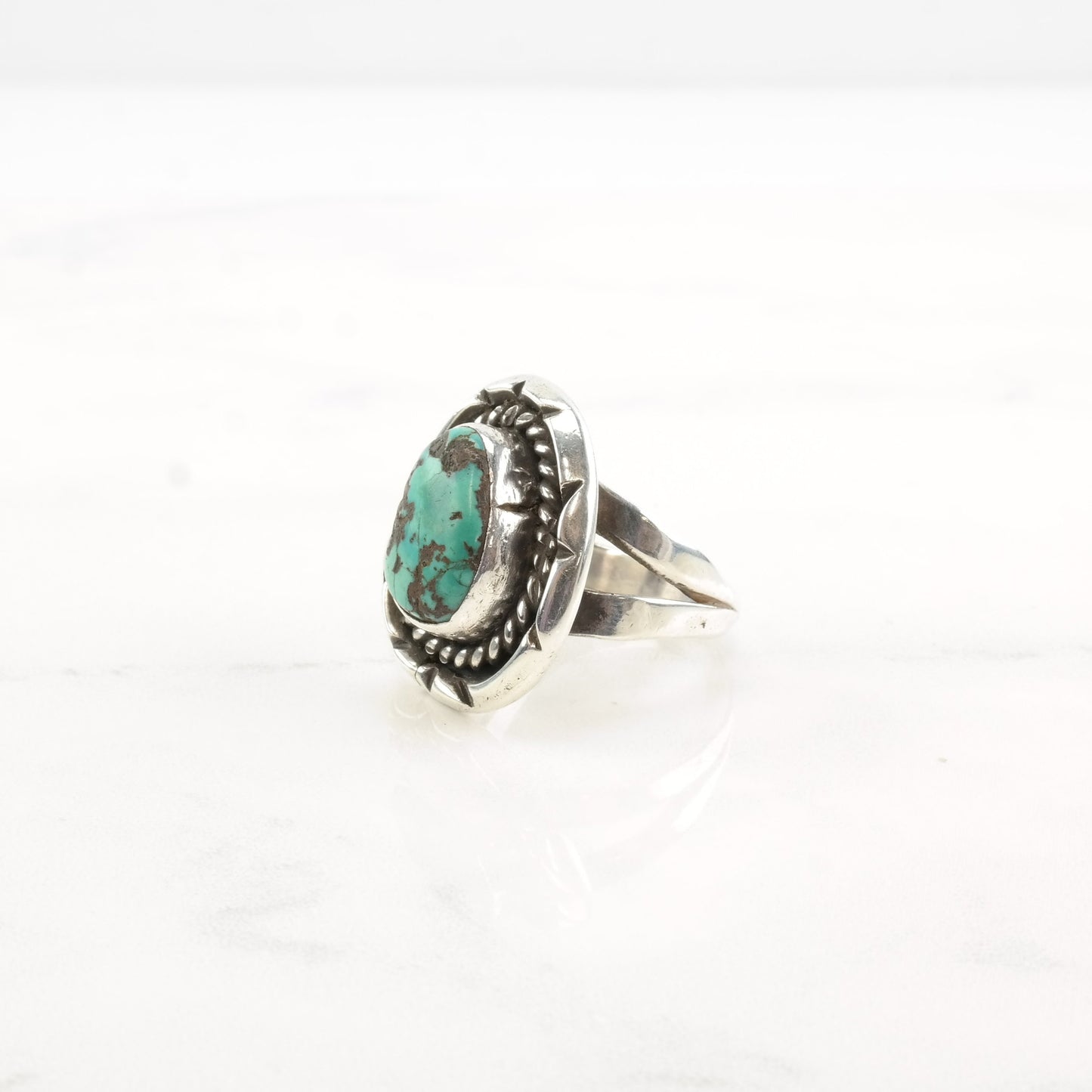 Vintage Native American Silver Ring Turquoise Sterling Size 8 1/4