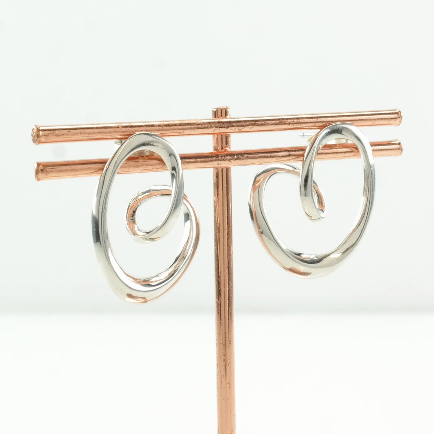 Elle Sterling Silver Abstract Heart Ruby Accent Earrings Stud