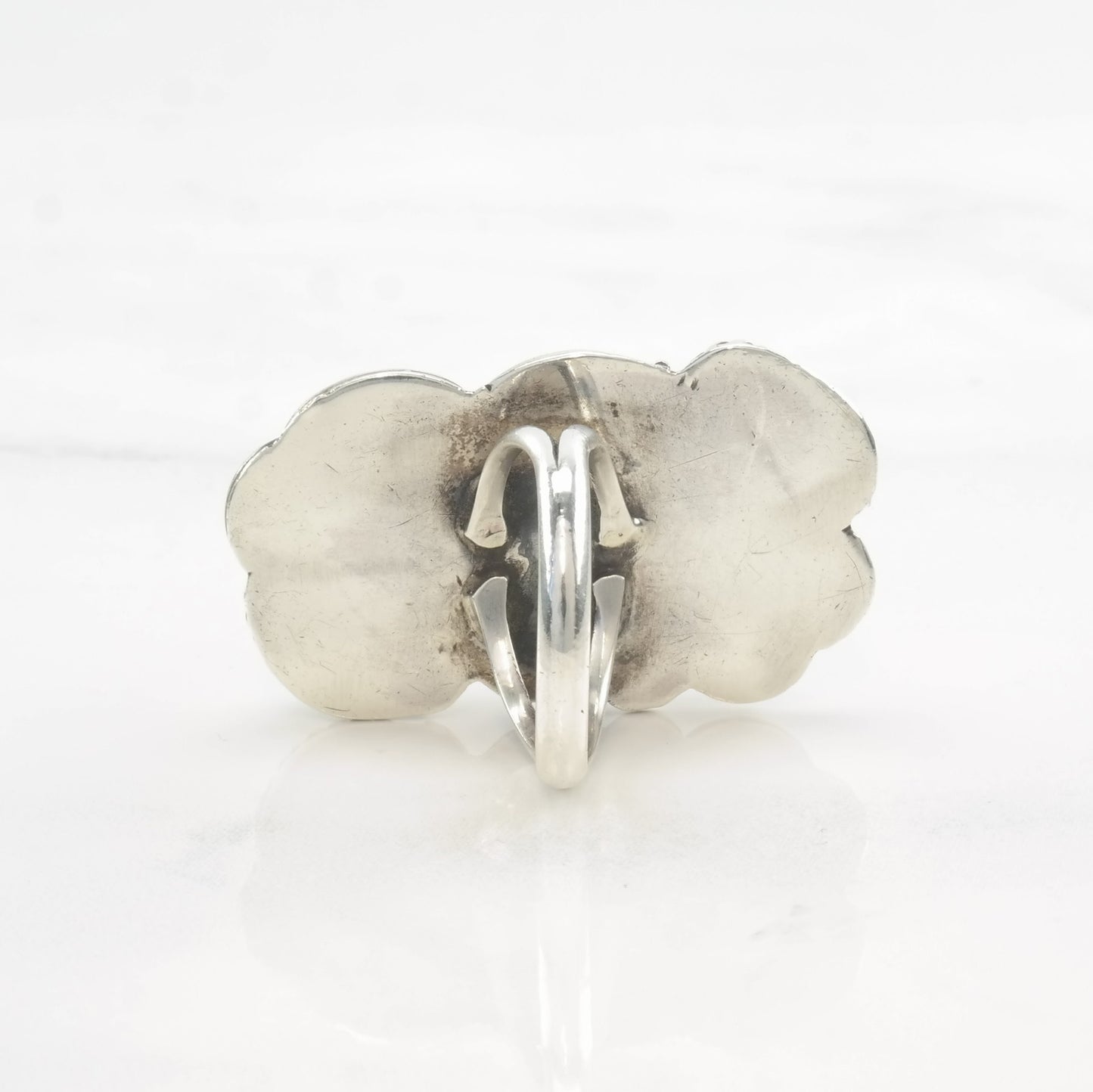 Native Ring Coral, Turquoise Feather Sterling Silver Sz4 R4114