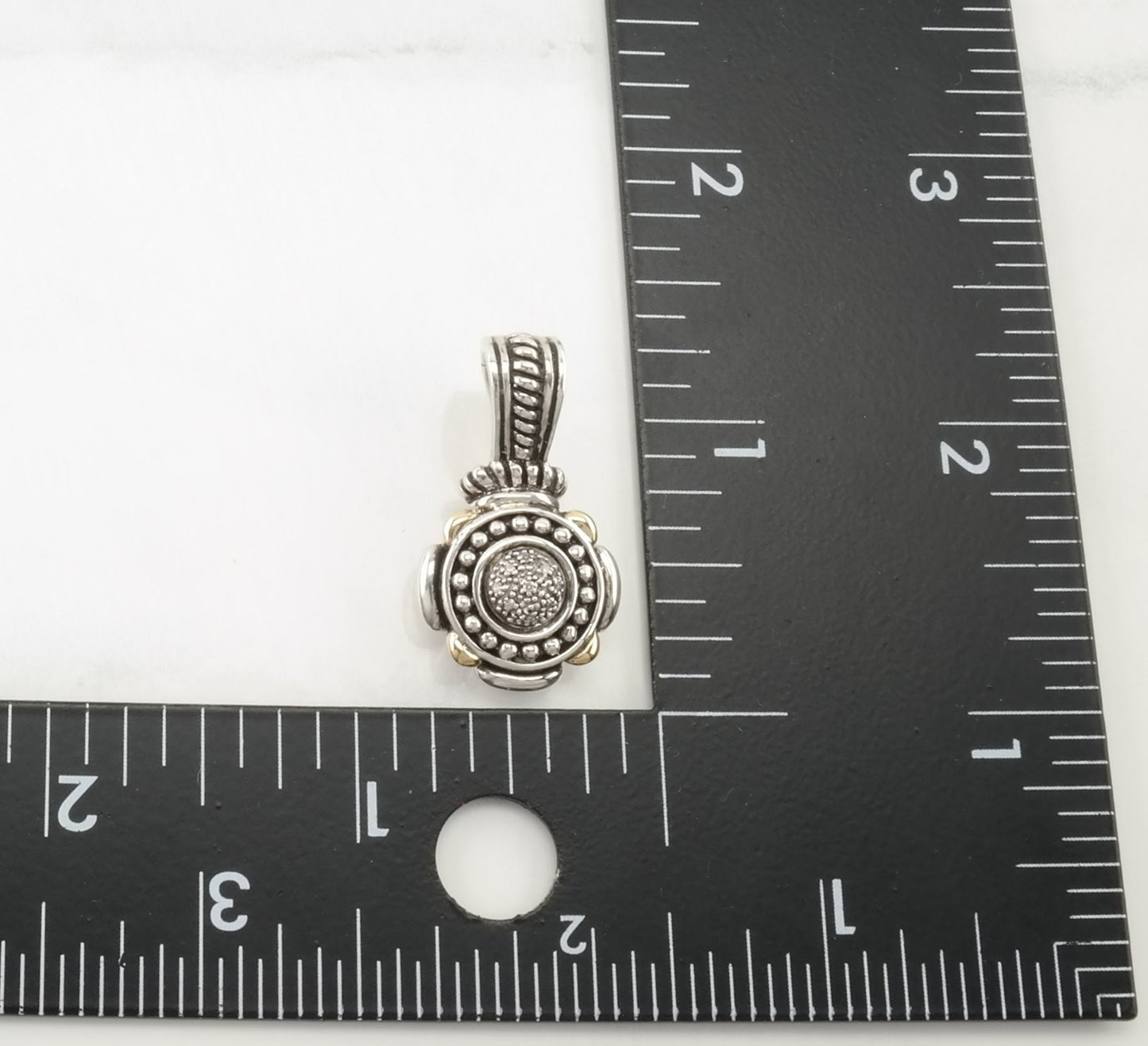 Vintage Samuel Benham Diamond Cluster, 14k Gold Sterling Silver Pendant