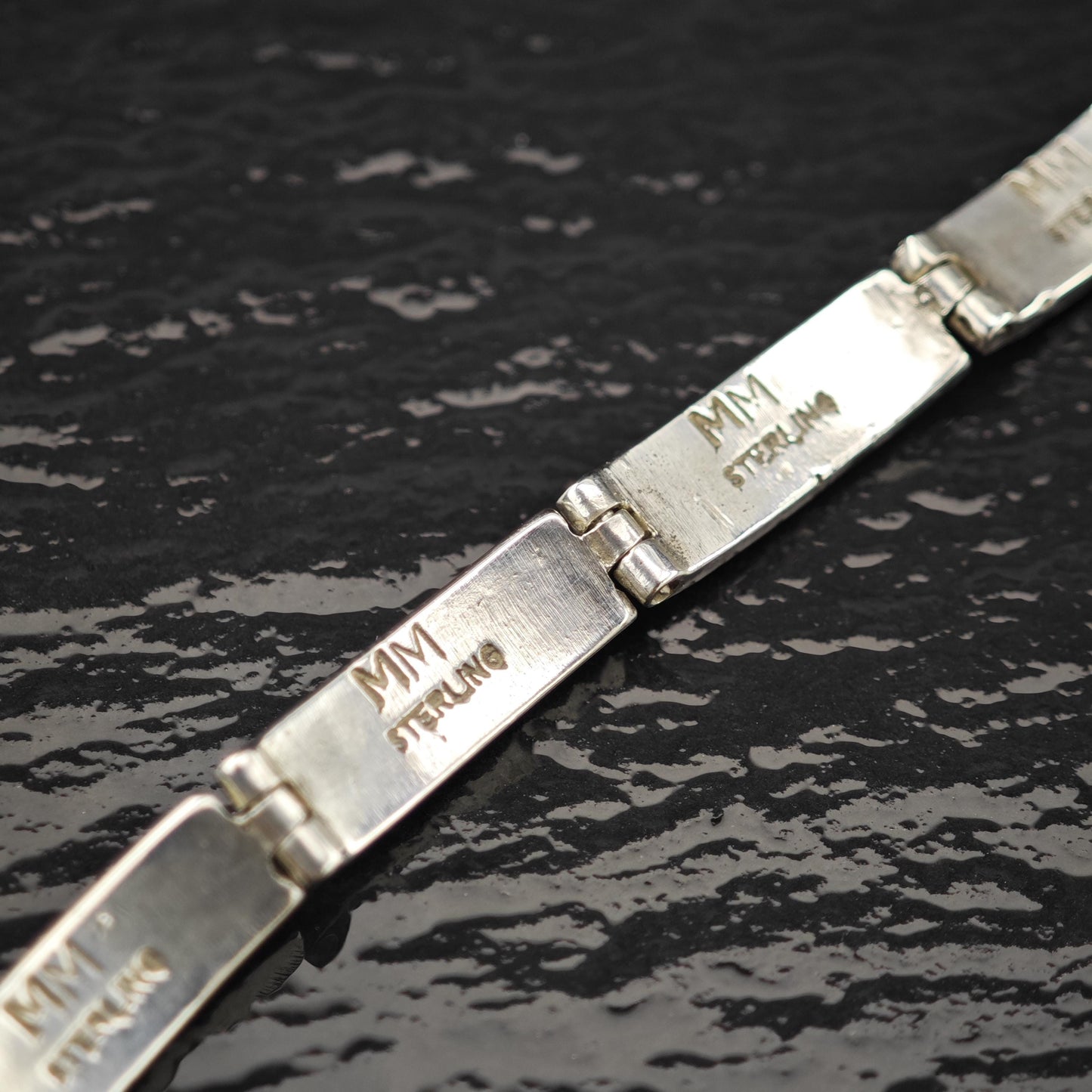 Spiderweb Turquoise Inlay Line Bracelet Sterling Silver Size 6 3/4"