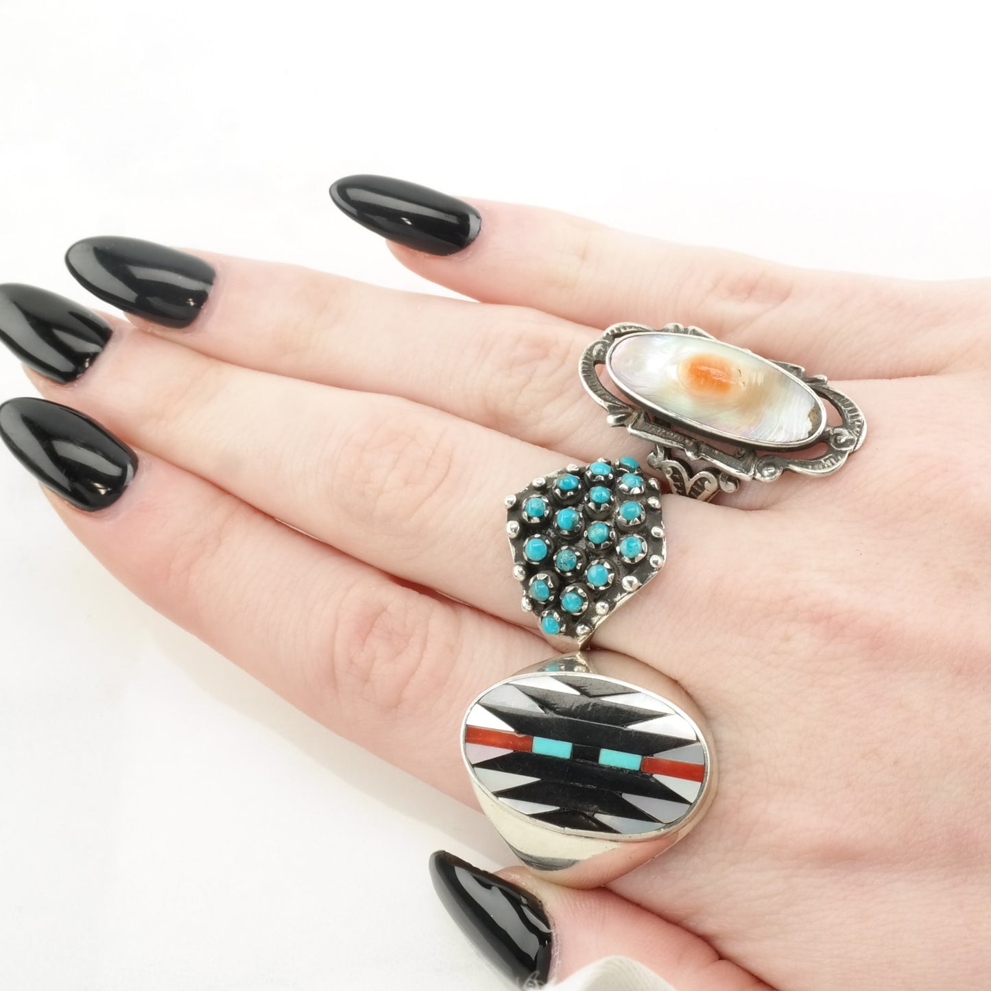 Art Deco Silver Ring Blister Pearl Navette Sterling Size 6