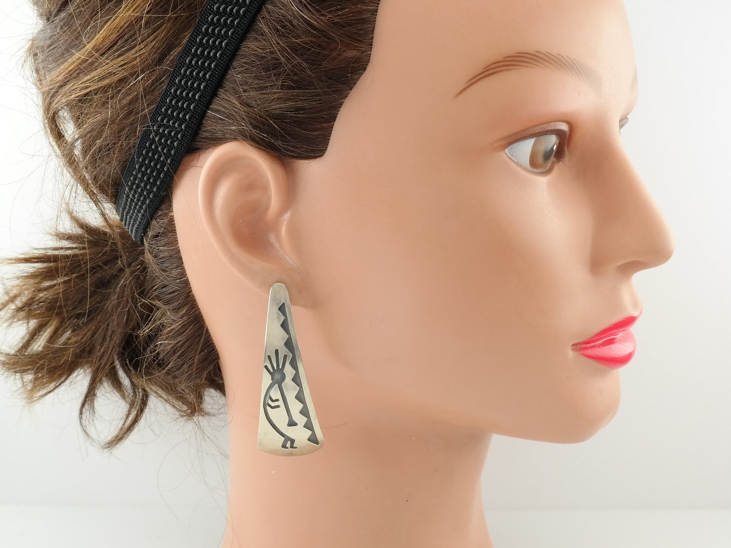 Southwest Sterling Silver Raindancer Overlay Stud Earrings