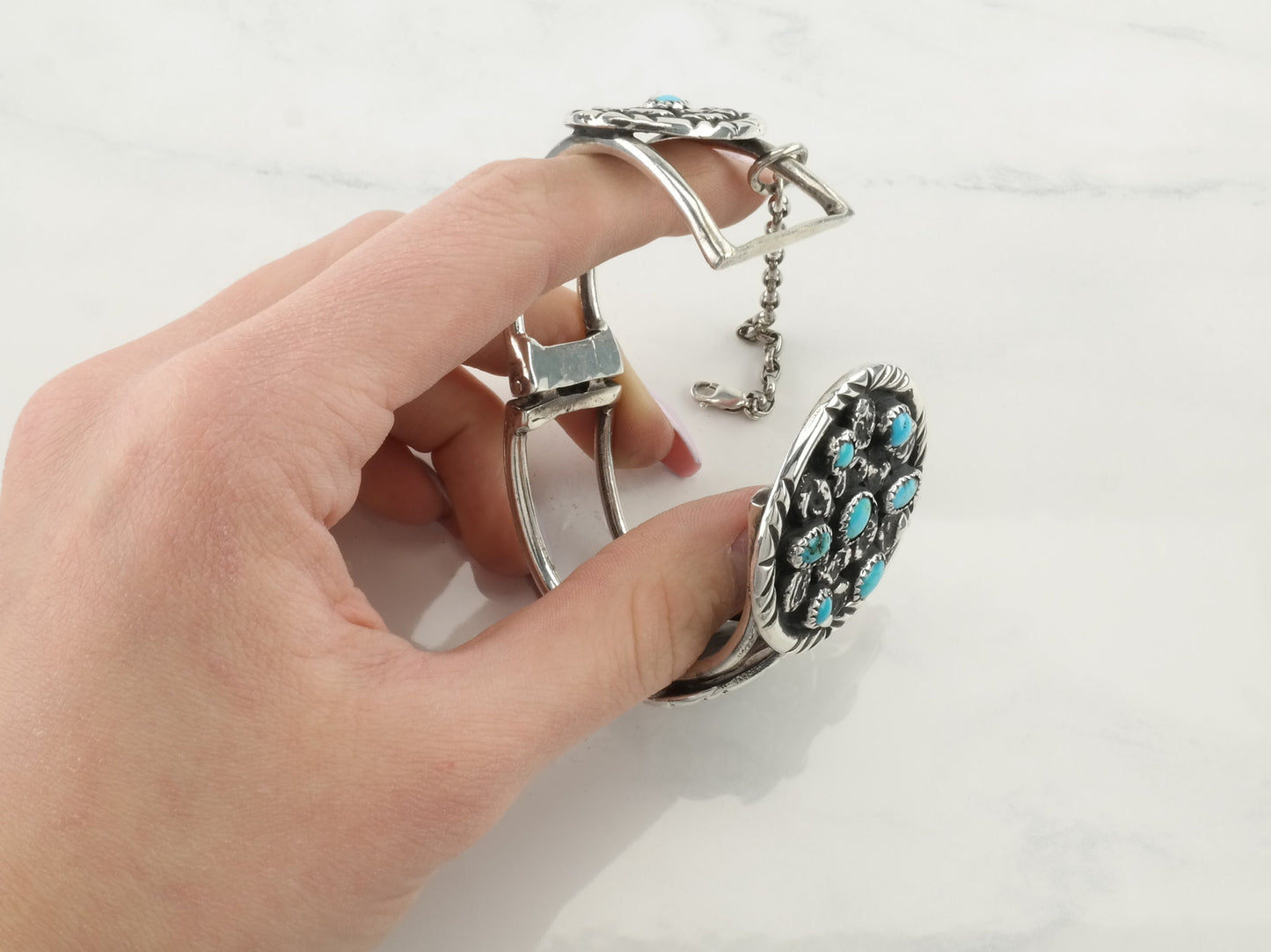 Navajo Turquoise Cuff Bracelet Sterling Silver